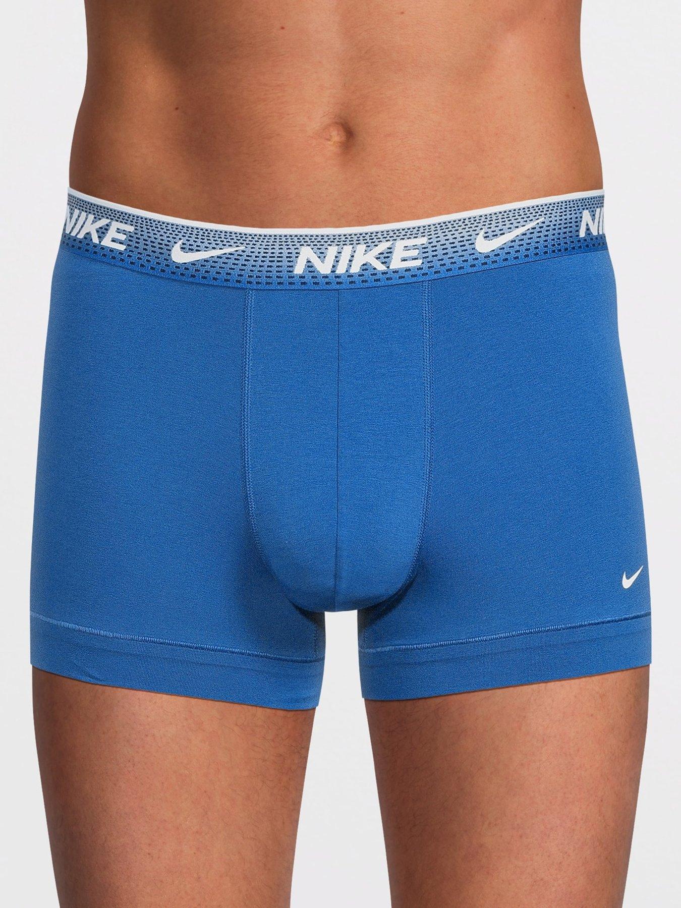 Image 2 of 3 of Nike Cotton Stretch 3 Pack Trunks - Blue