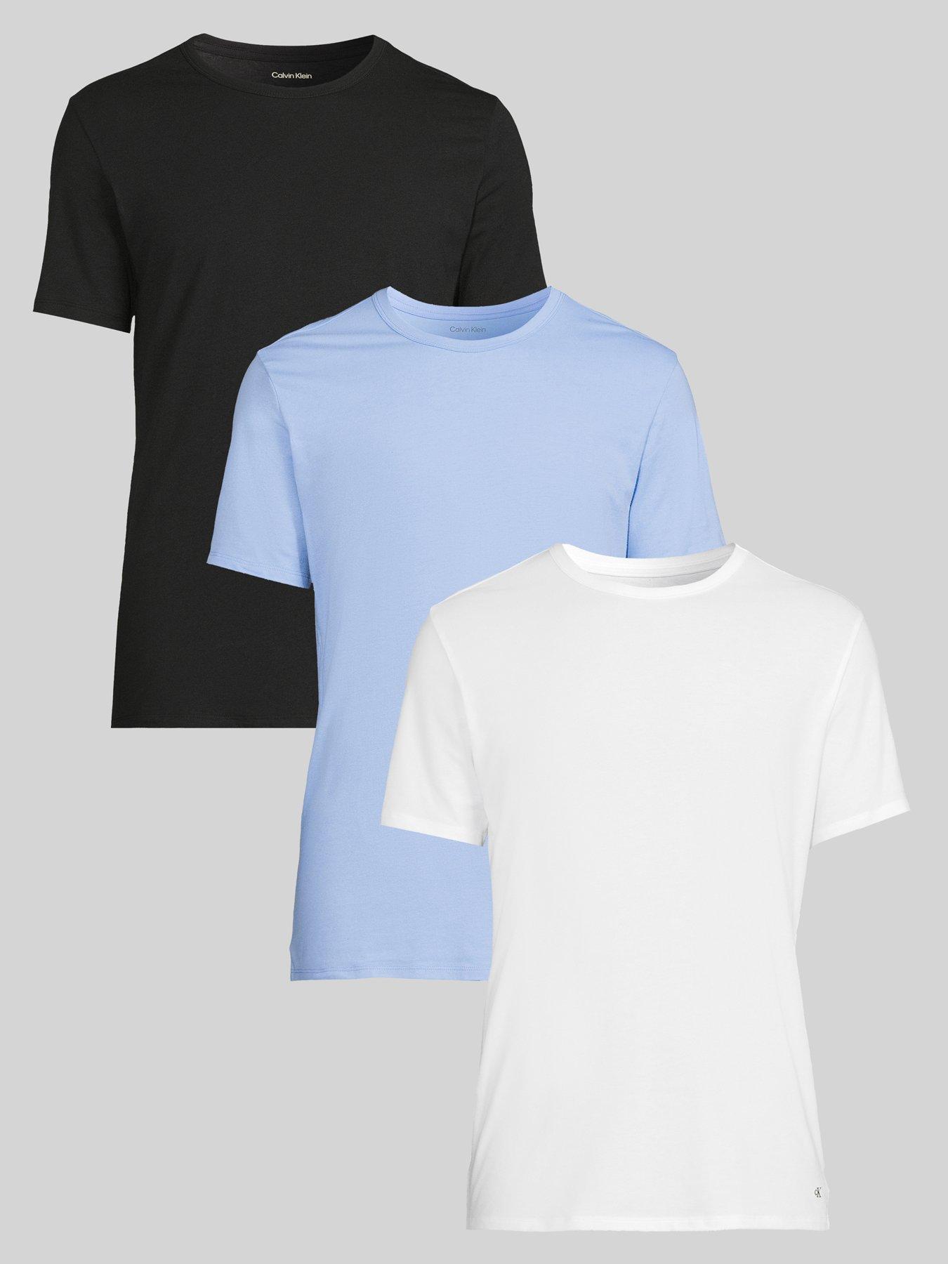front image of calvin-klein-loungewear-3-pack-microfibre-t-shirts-assorted