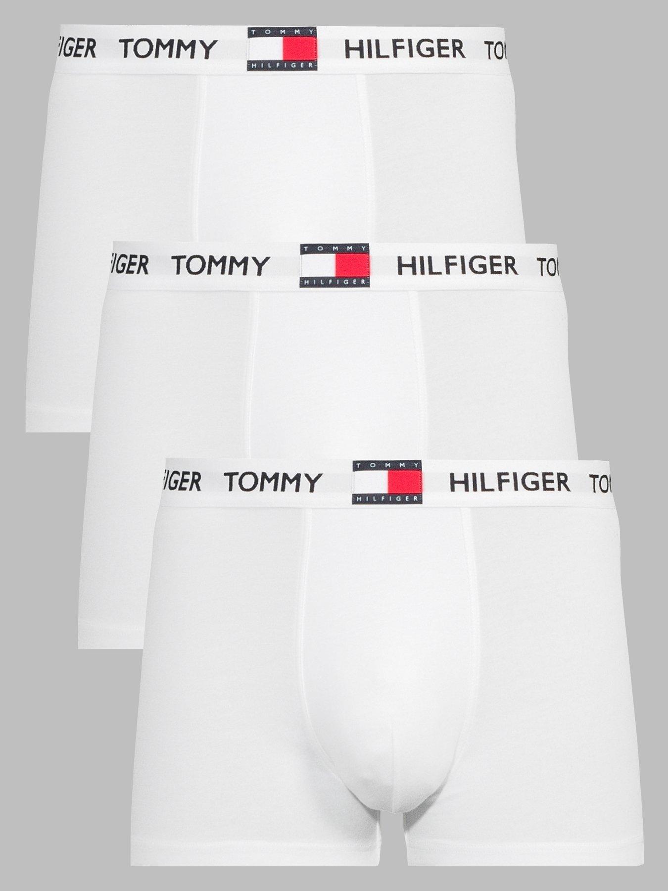 Image 1 of 4 of Tommy Hilfiger 3 Pack Heritage Cotton Badge Trunks - White
