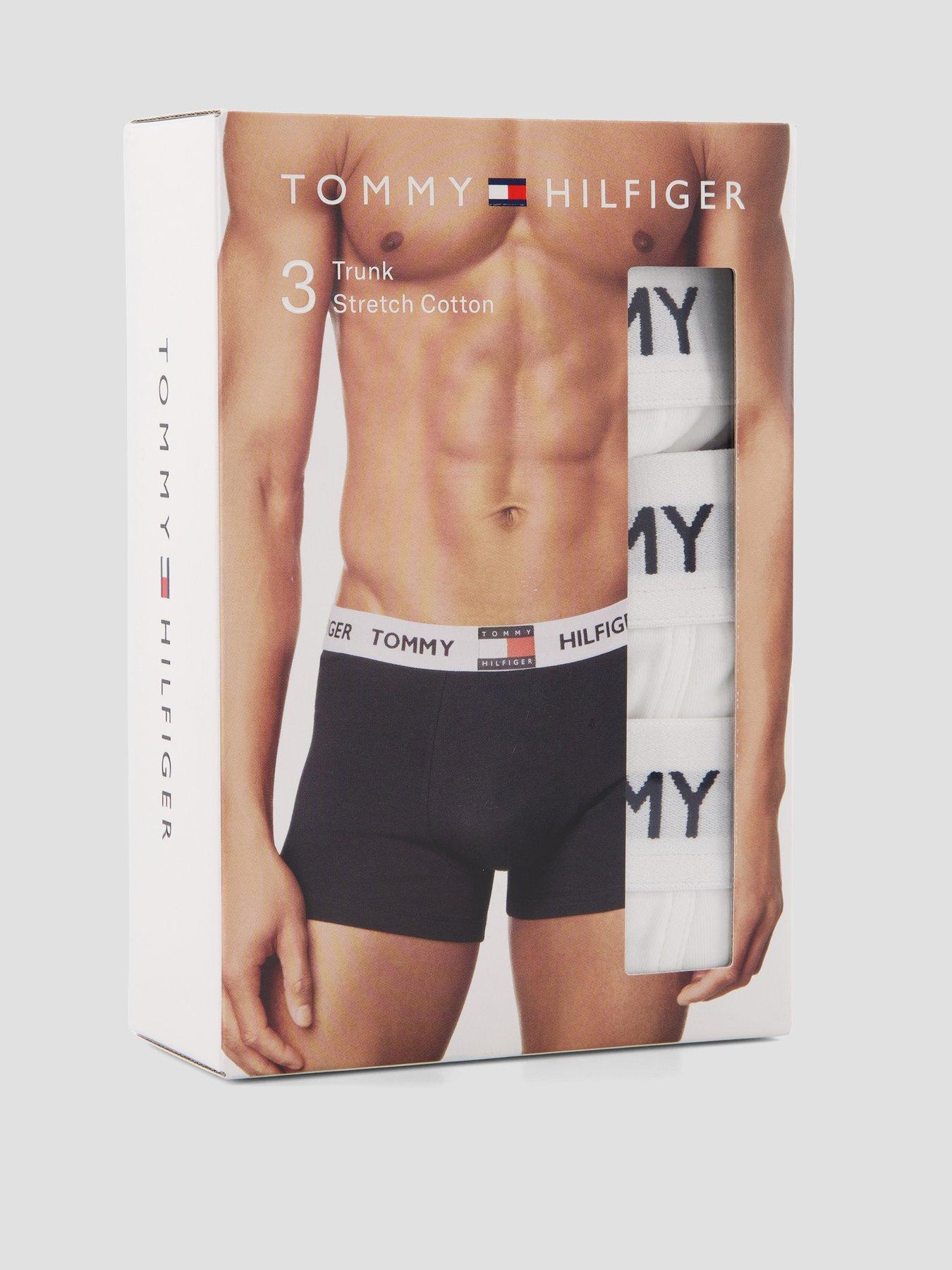 Image 4 of 4 of Tommy Hilfiger 3 Pack Heritage Cotton Badge Trunks - White
