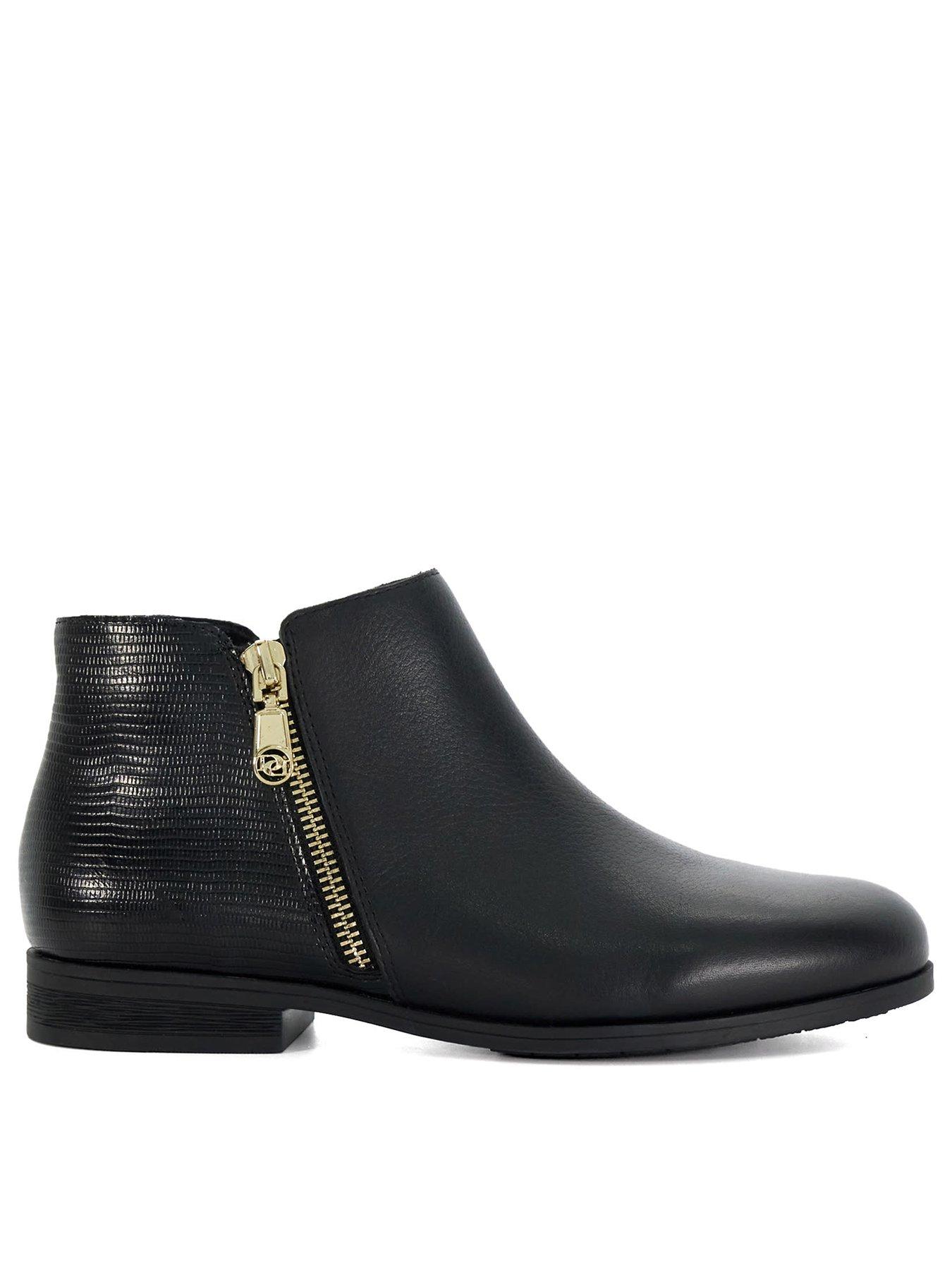 Image 1 of 5 of Dune London Wide Fit Asymmetric Side Zip Boot - Black
