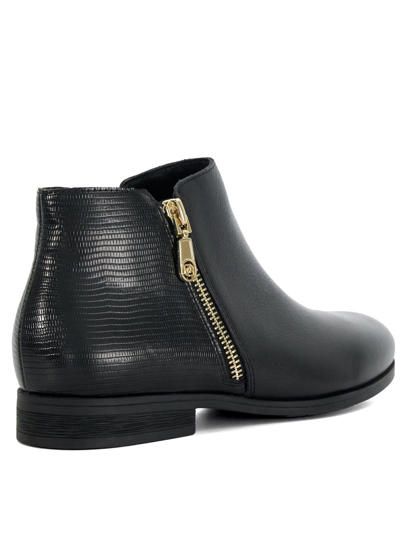 Image 3 of 5 of Dune London Wide Fit Asymmetric Side Zip Boot - Black