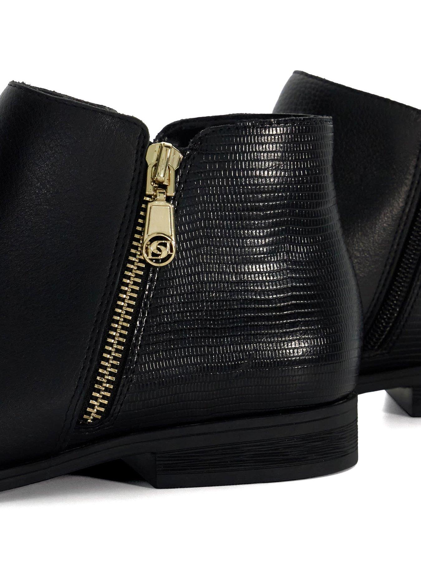 Image 5 of 5 of Dune London Wide Fit Asymmetric Side Zip Boot - Black