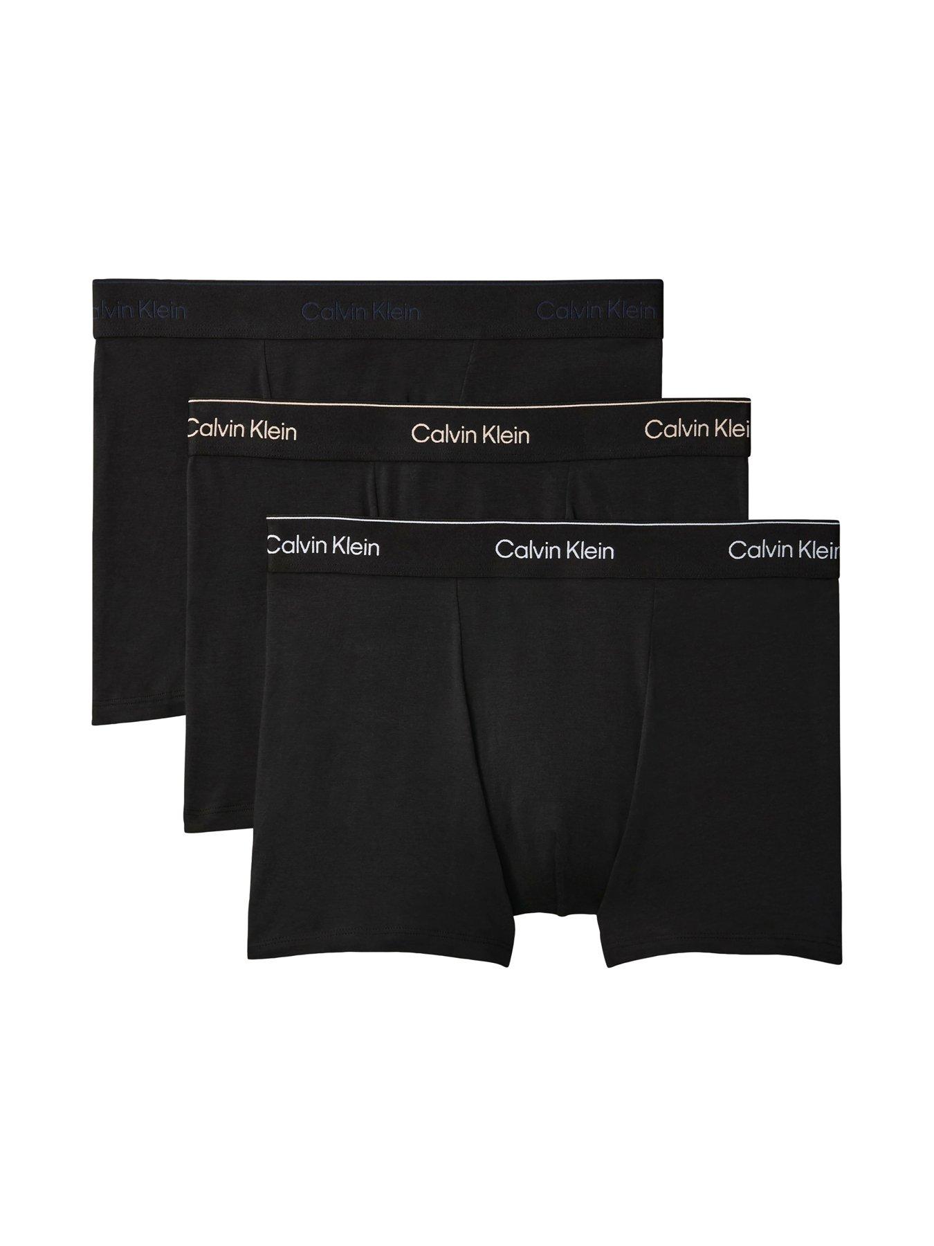 Image 1 of 5 of Calvin Klein Underwear Icon Cotton Stretch 3 Pack Relaxed Trunks - Black