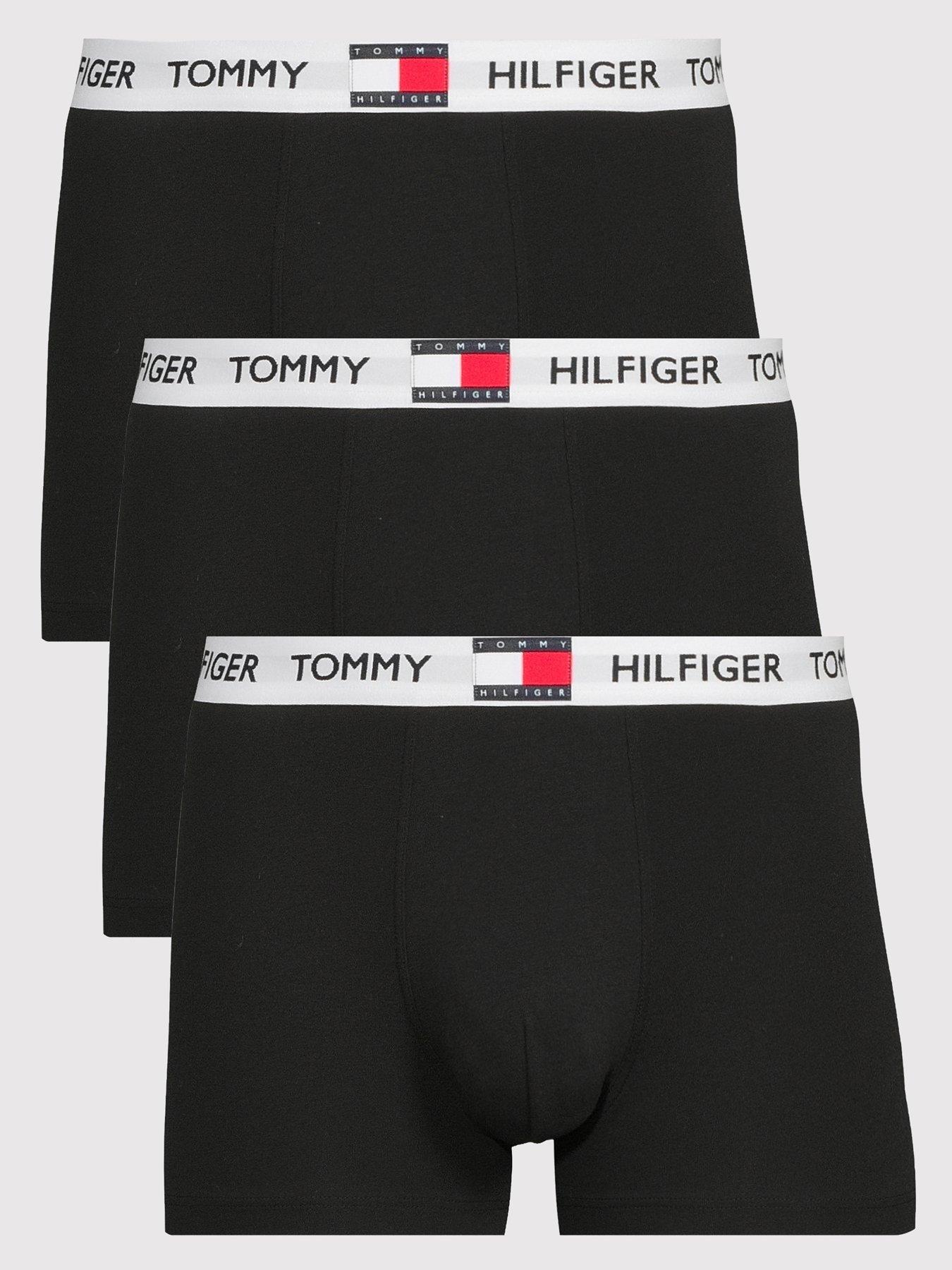 Tommy Hilfiger 3 Pack Heritage Cotton Badge Trunks - Black