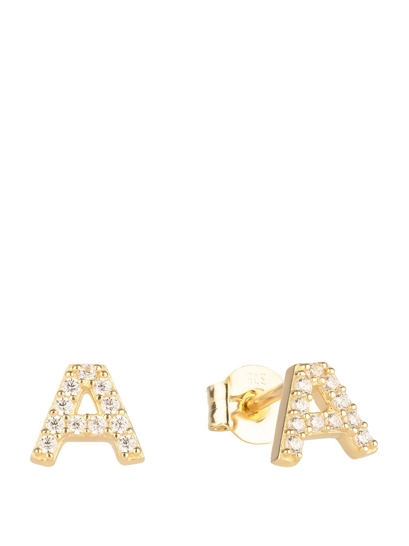  image of the-love-collection-9ct-gold-cubic-zirconia-initial-stud-earrings