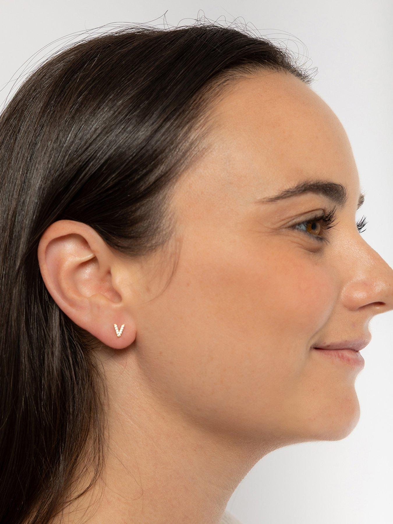  image of the-love-collection-9ct-gold-cubic-zirconia-initial-stud-earrings