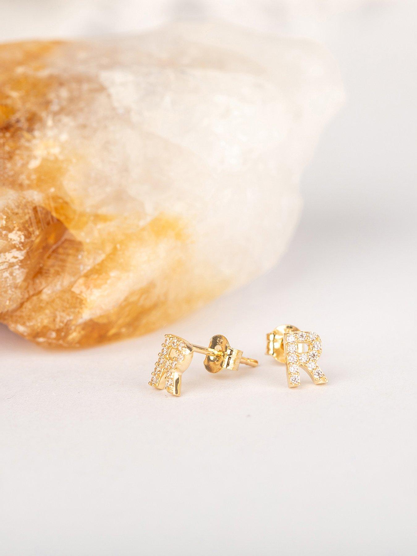 image of the-love-collection-9ct-gold-cubic-zirconia-initial-stud-earrings