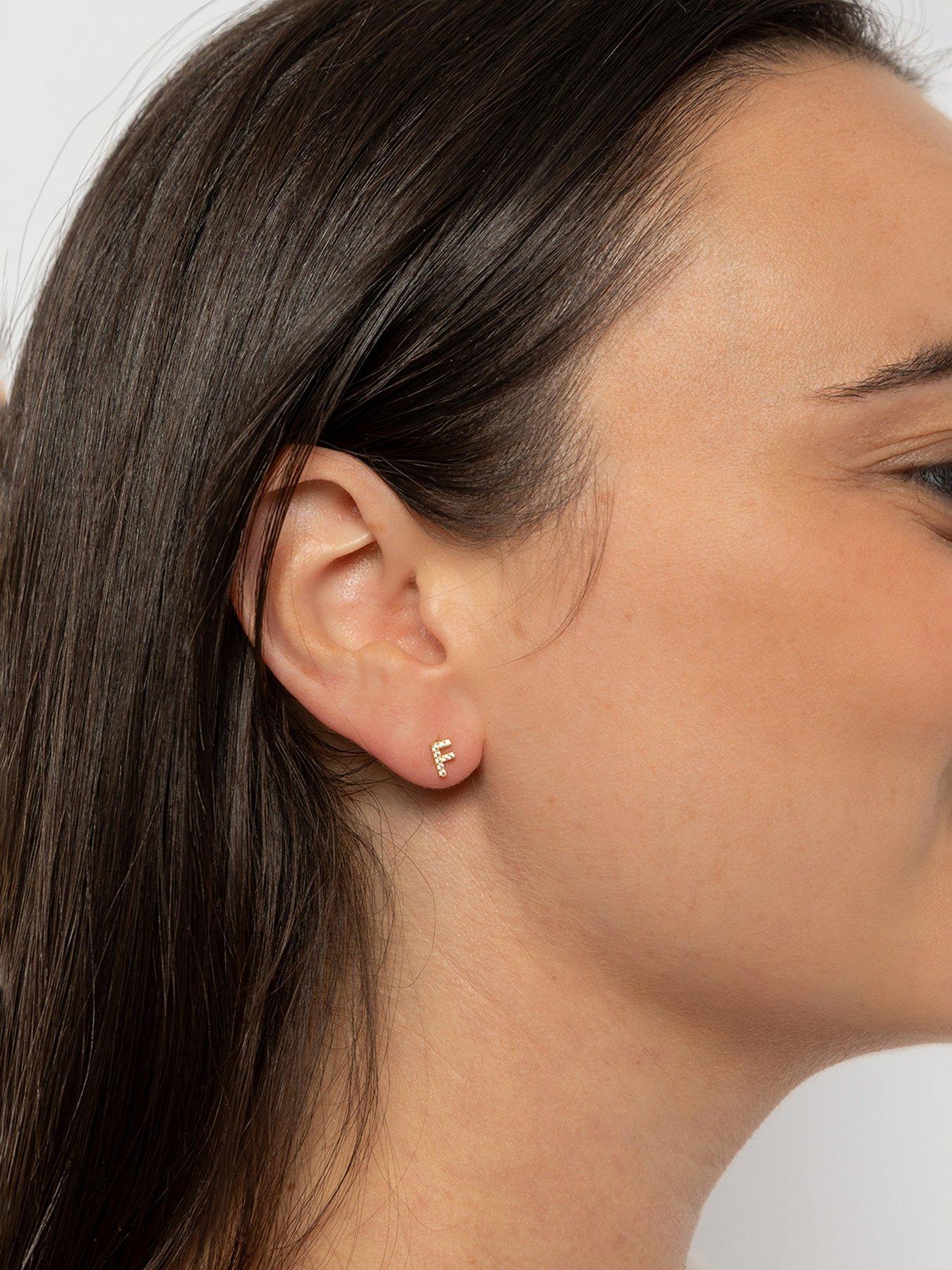  image of the-love-collection-9ct-gold-cubic-zirconia-initial-stud-earrings