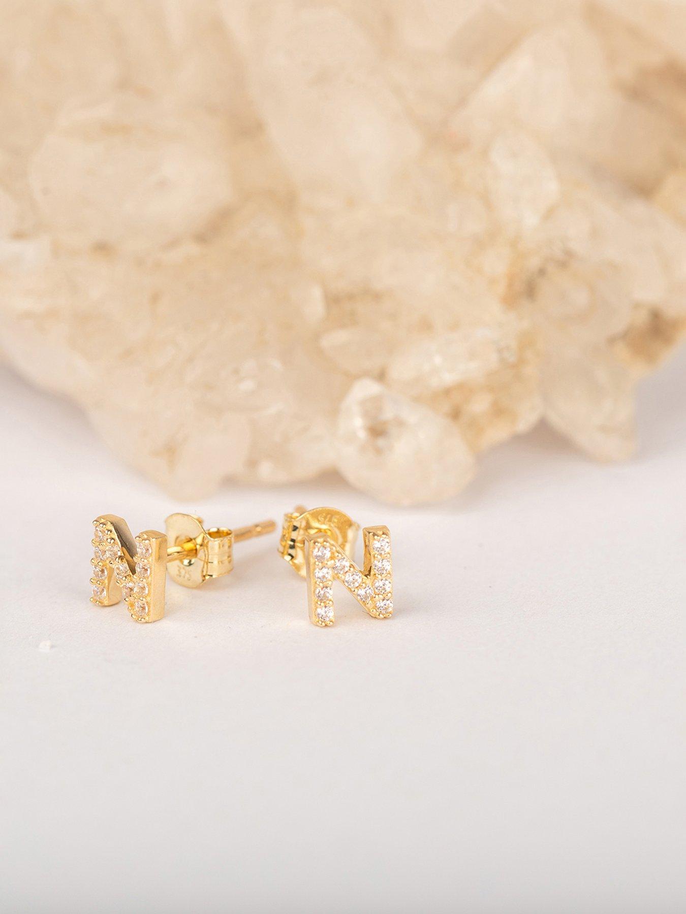  image of the-love-collection-9ct-gold-cubic-zirconia-initial-stud-earrings