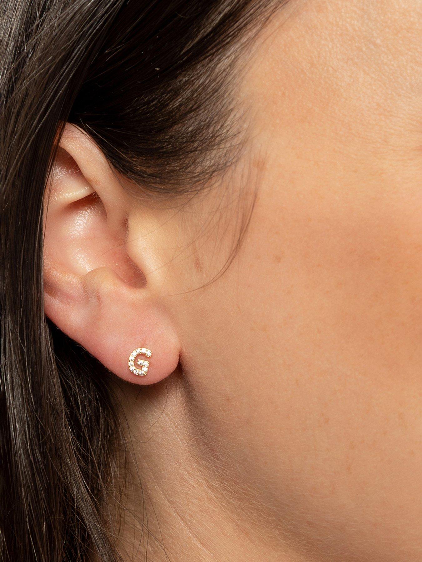  image of the-love-collection-9ct-gold-cubic-zirconia-initial-stud-earrings