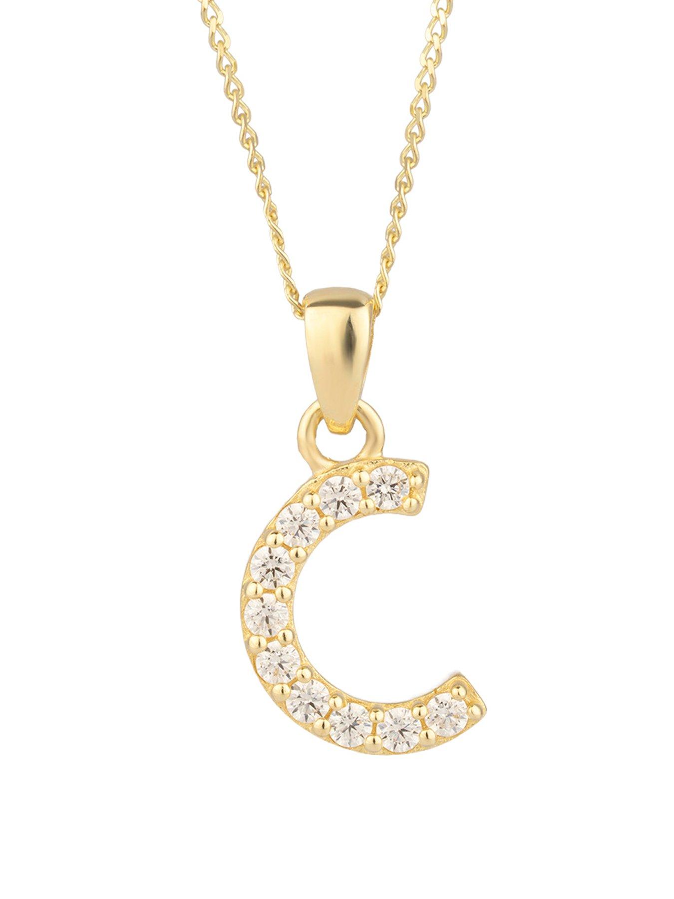 The Love Collection 9ct Gold Cubic Zirconia Initial Pendant