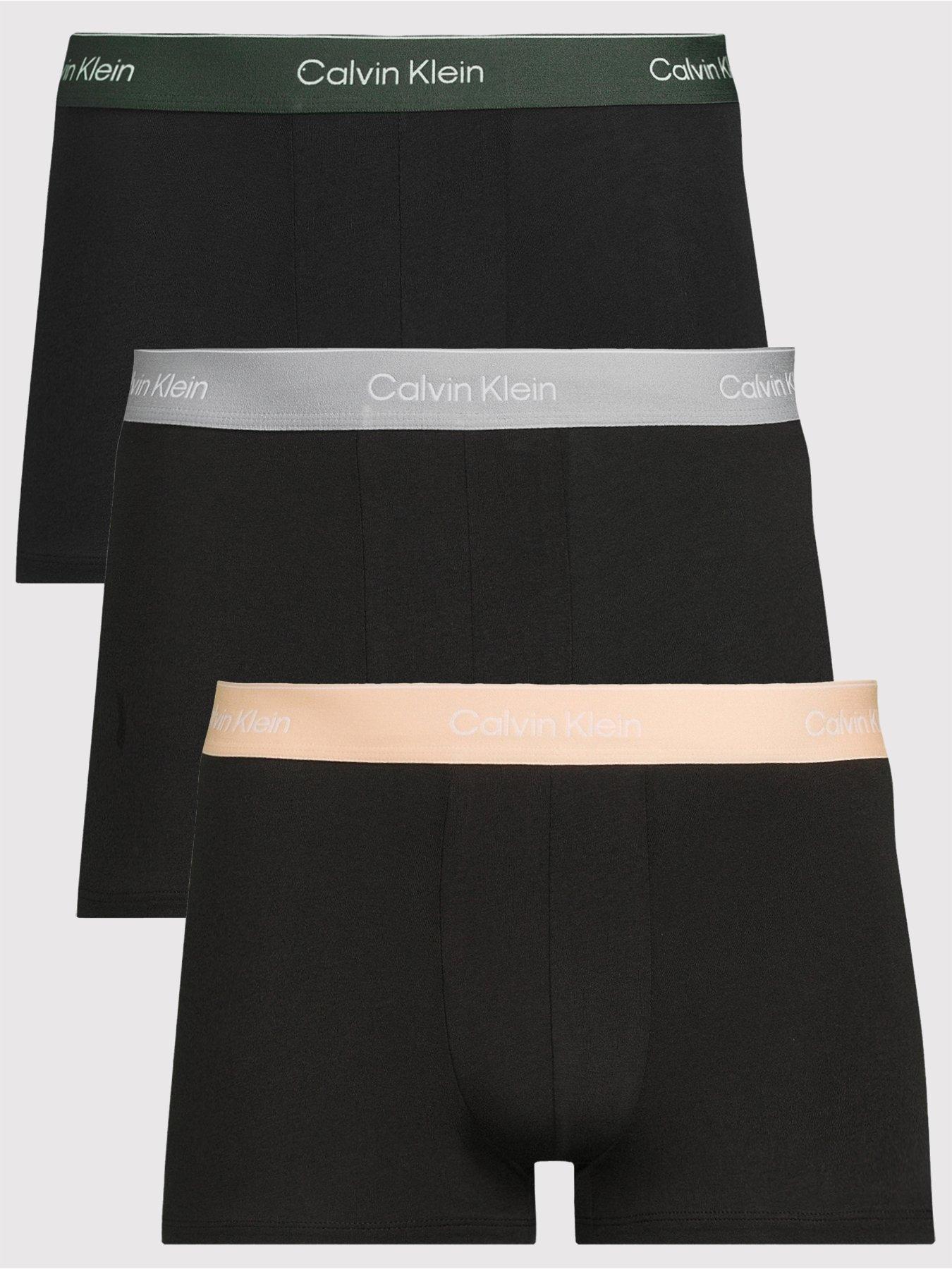Image 1 of 3 of Calvin Klein Underwear Icon Cotton Stretch 3 Pack Low Rise Trunks - Black