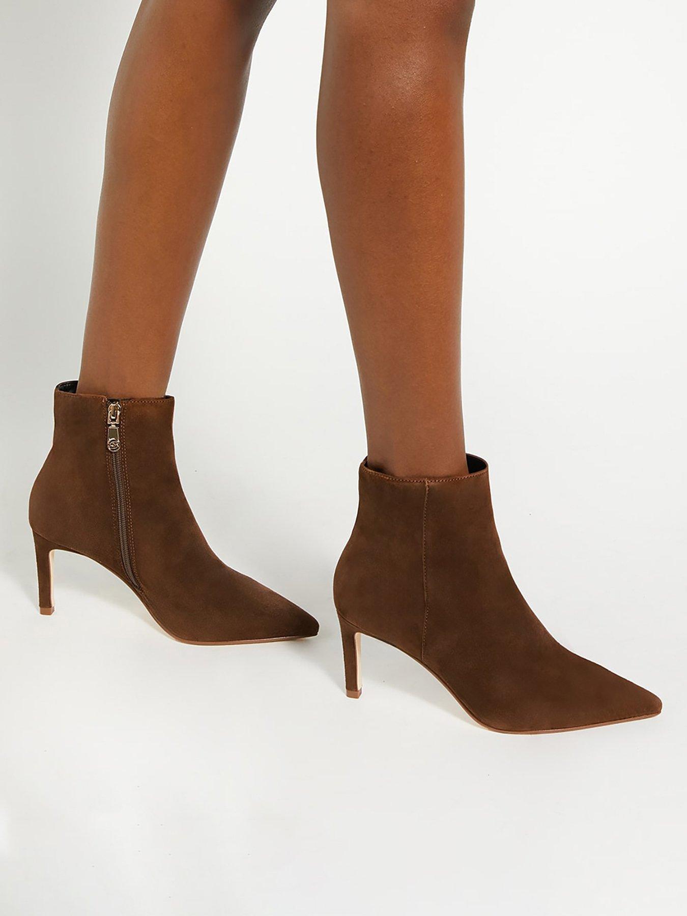 Image 1 of 6 of Dune London Obsessively Point Heel Boots - Brown