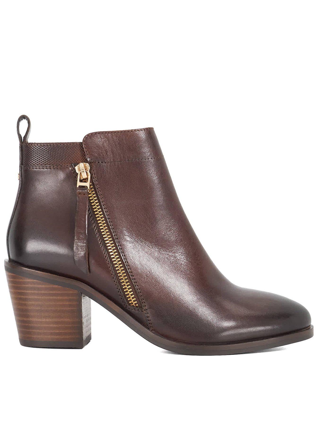  image of dune-london-paicing-side-zip-ankle-boots-brown