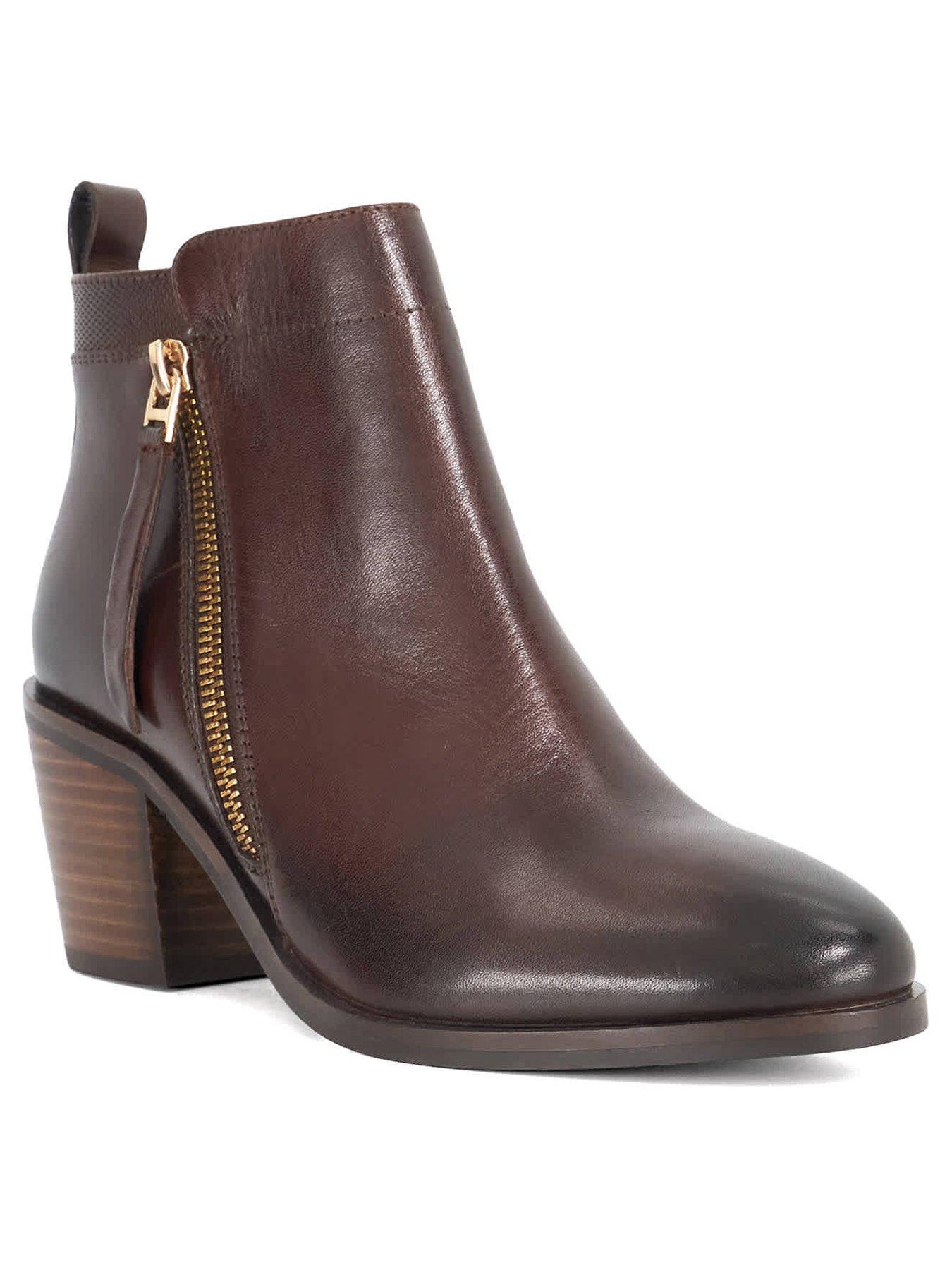  image of dune-london-paicing-side-zip-ankle-boots-brown