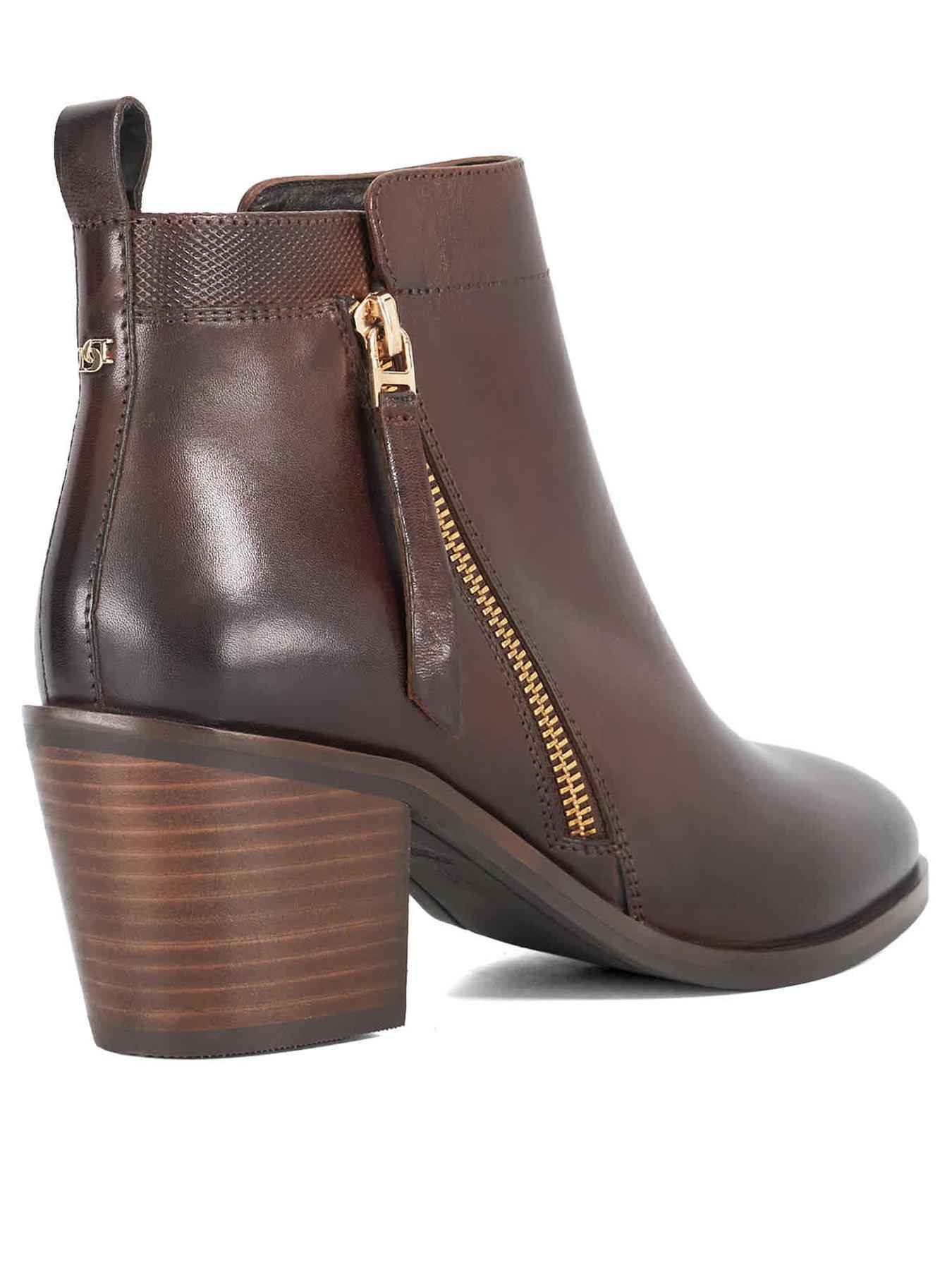  image of dune-london-paicing-side-zip-ankle-boots-brown