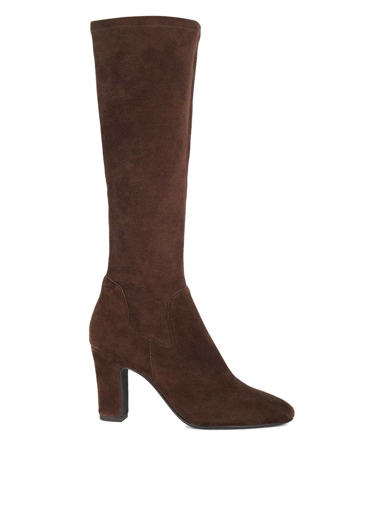 stillFront image of dune-london-simple-stretch-knee-boot-brown