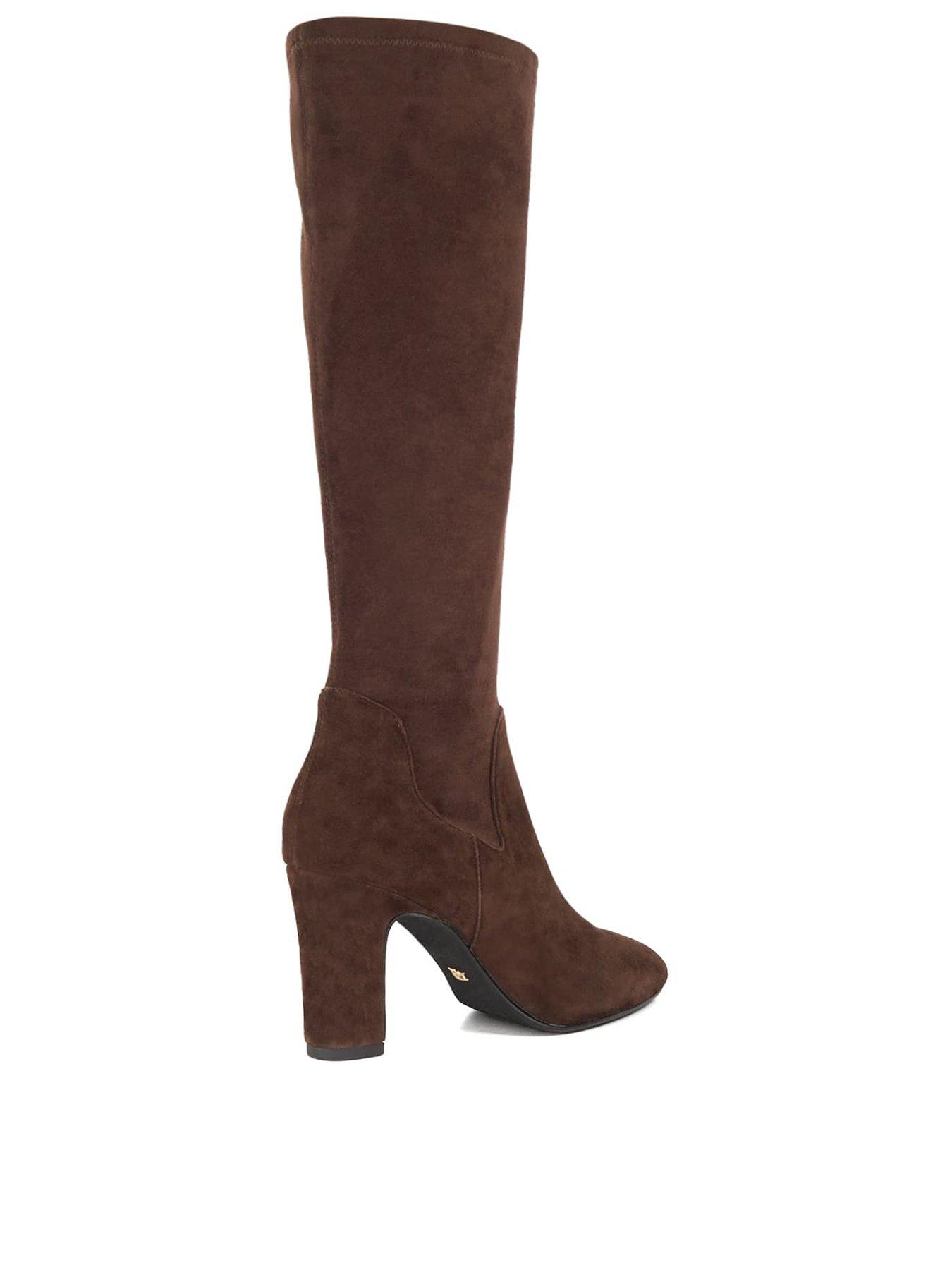  image of dune-london-simple-stretch-knee-boot-brown