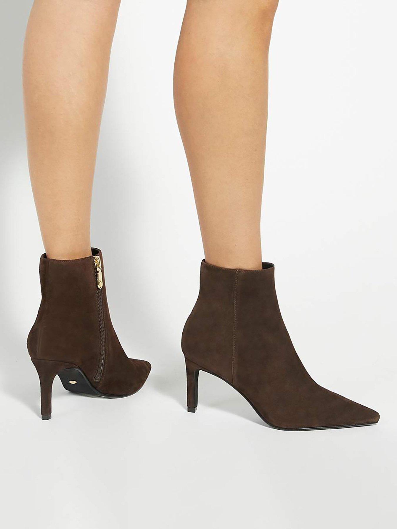 Dune London Obsessively Pointed Toe High Heel Boots - Brown