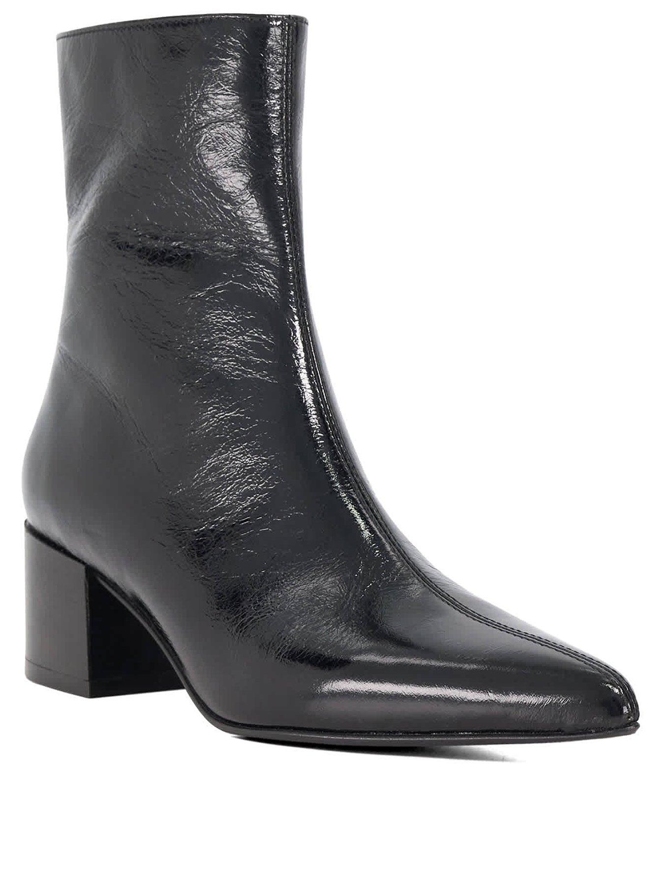 Image 3 of 6 of Dune London Pami Pointed Toe Block Ankle Boot - Black