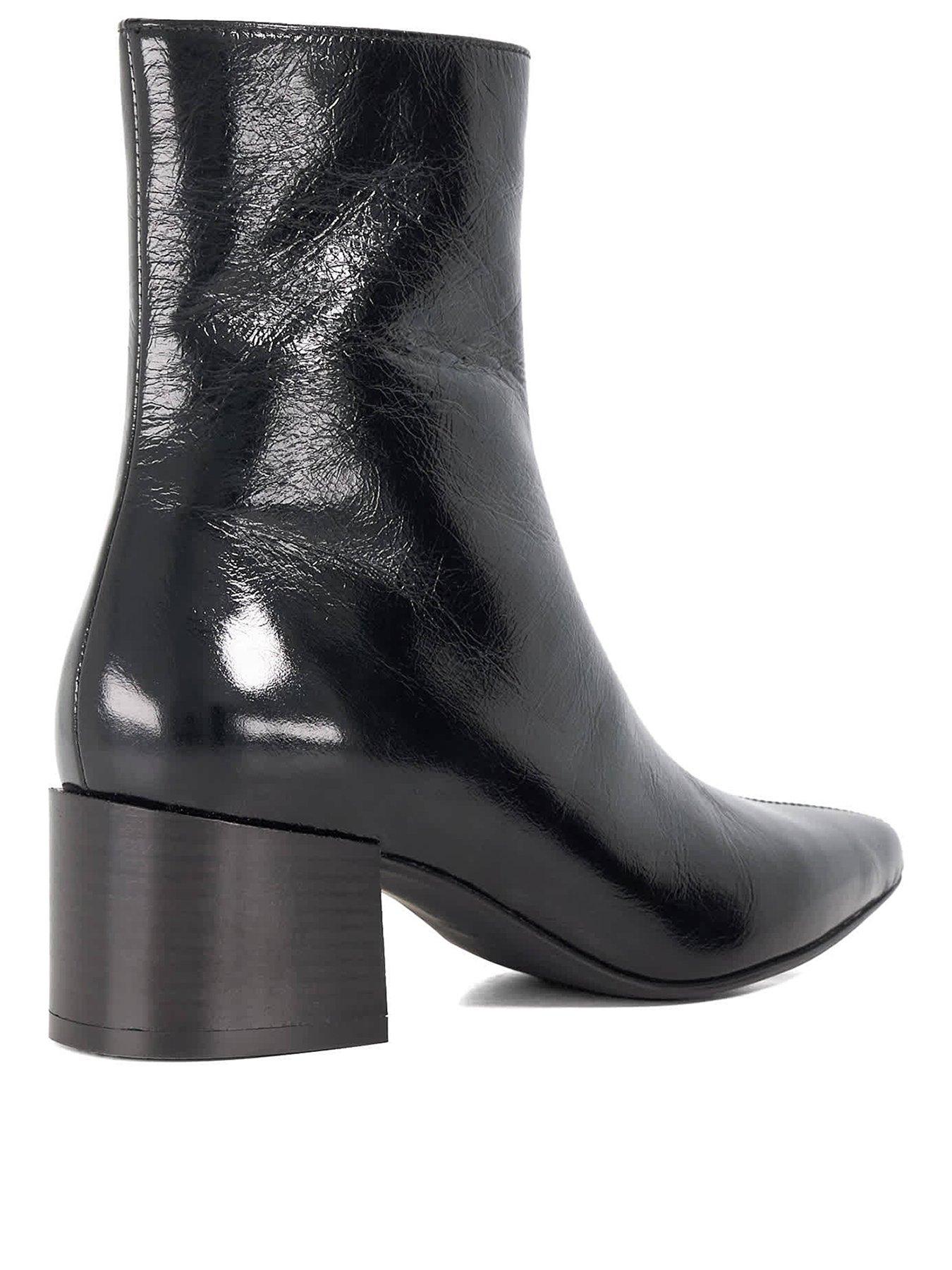 Image 4 of 6 of Dune London Pami Pointed Toe Block Ankle Boot - Black