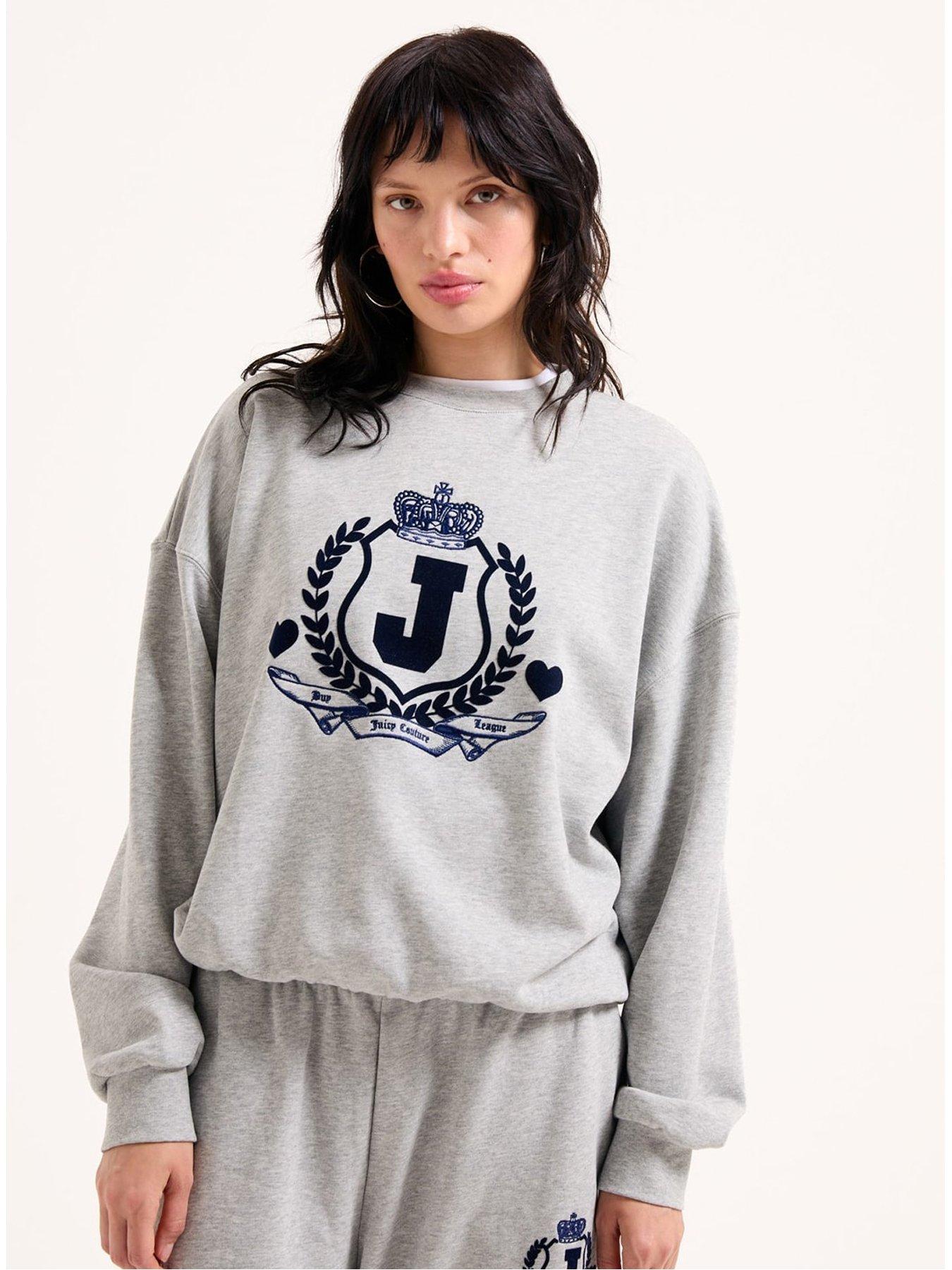Juicy Couture Venice Crest Loopback Sweatshirt - Silver Marling