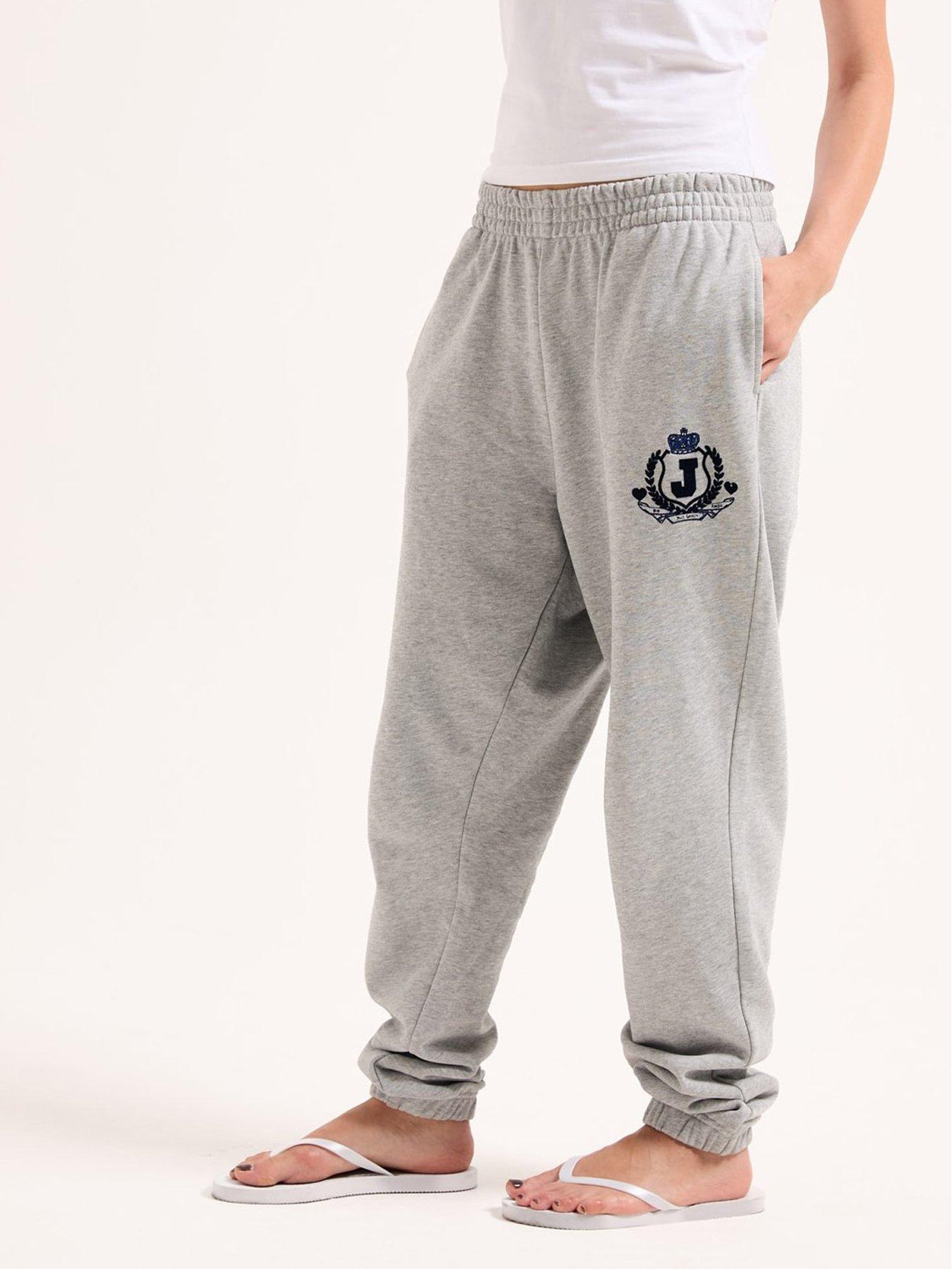 Image 1 of 4 of Juicy Couture Vista Crest Cuffed Loopback Joggers - Silver Marling