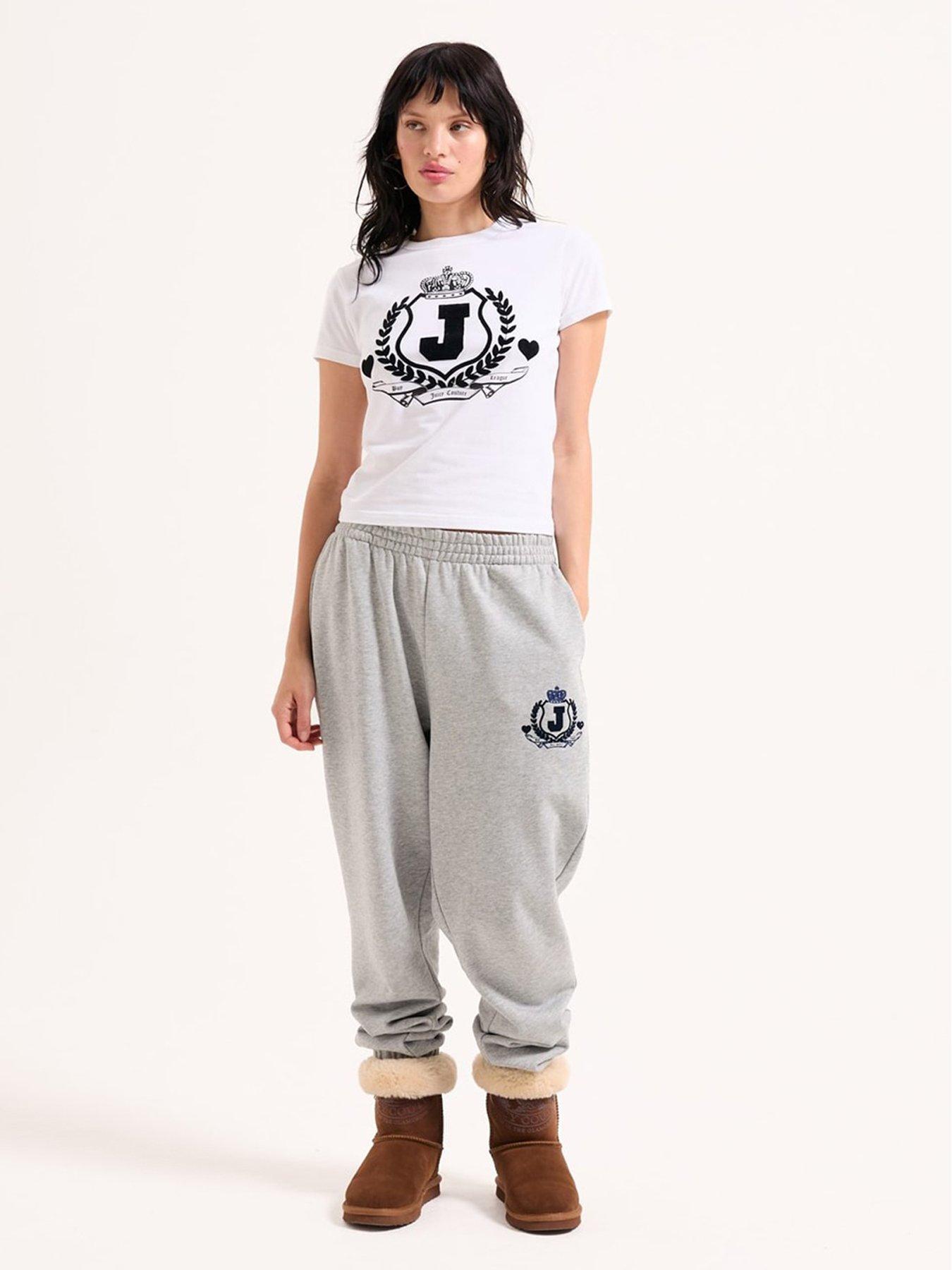 Image 3 of 4 of Juicy Couture Vista Crest Cuffed Loopback Joggers - Silver Marling