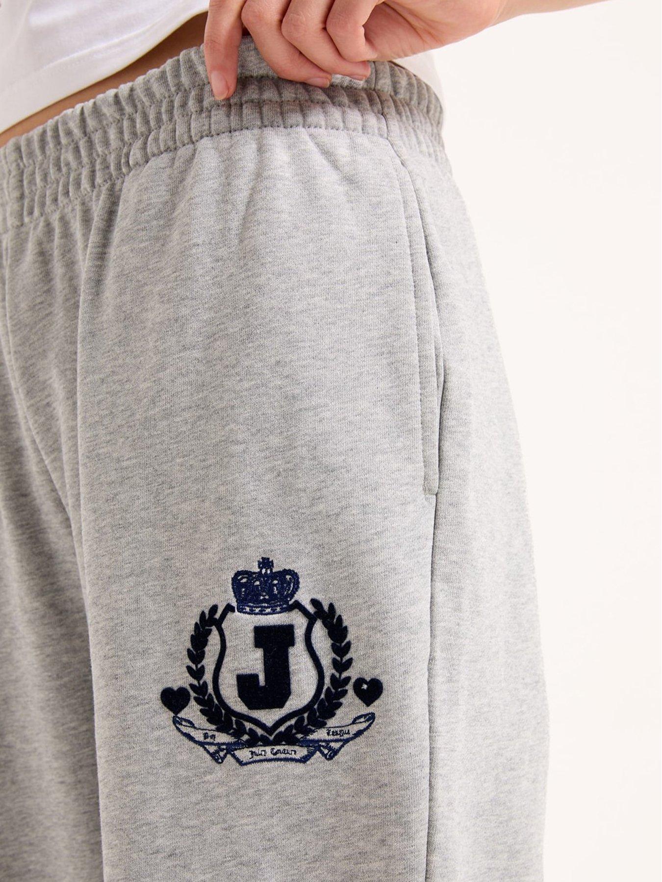 Image 4 of 4 of Juicy Couture Vista Crest Cuffed Loopback Joggers - Silver Marling