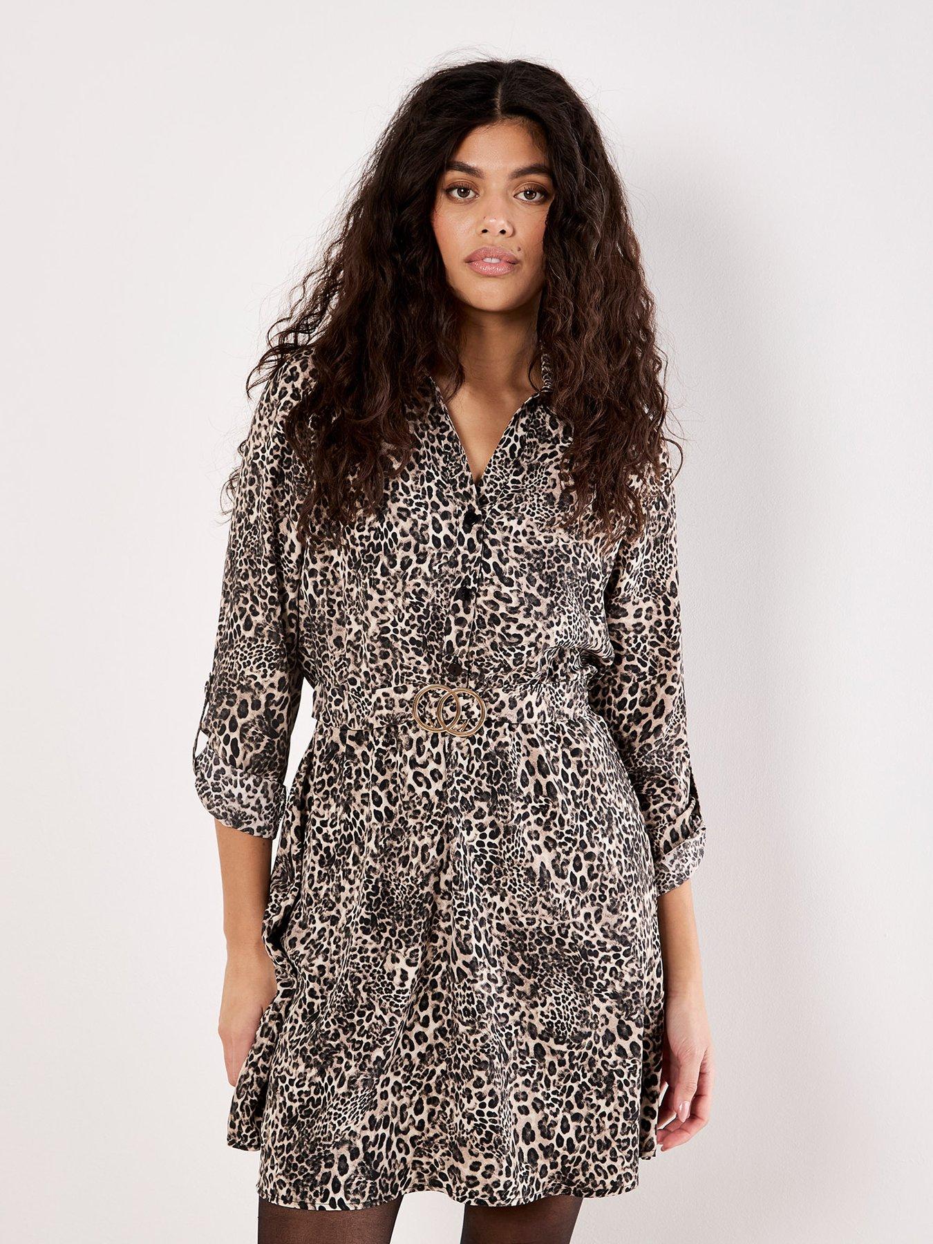  image of apricot-ombre-animal-belt-dress-multi