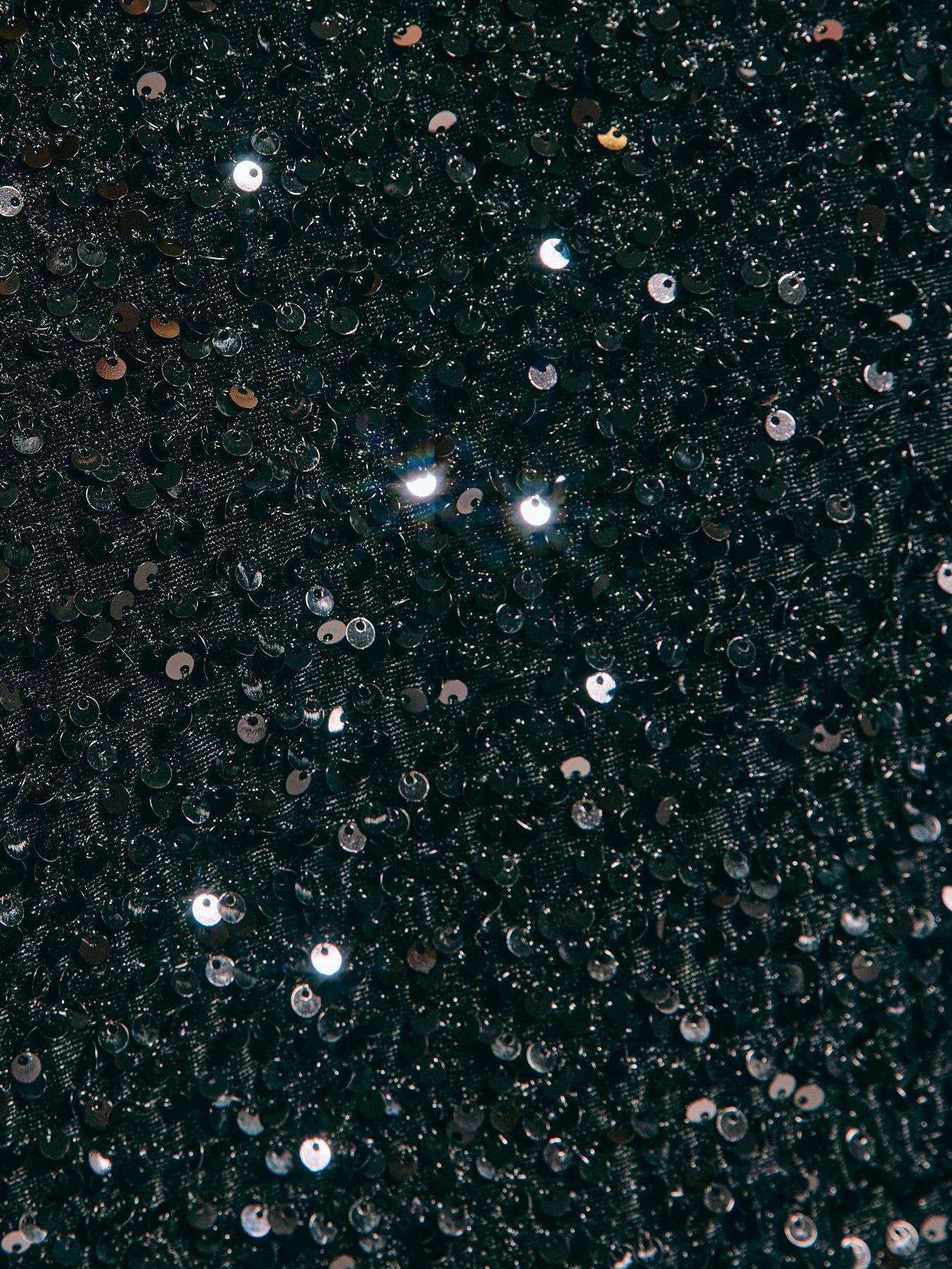  image of new-look-velvet-sequin-embellished-t-shirt-dress-black