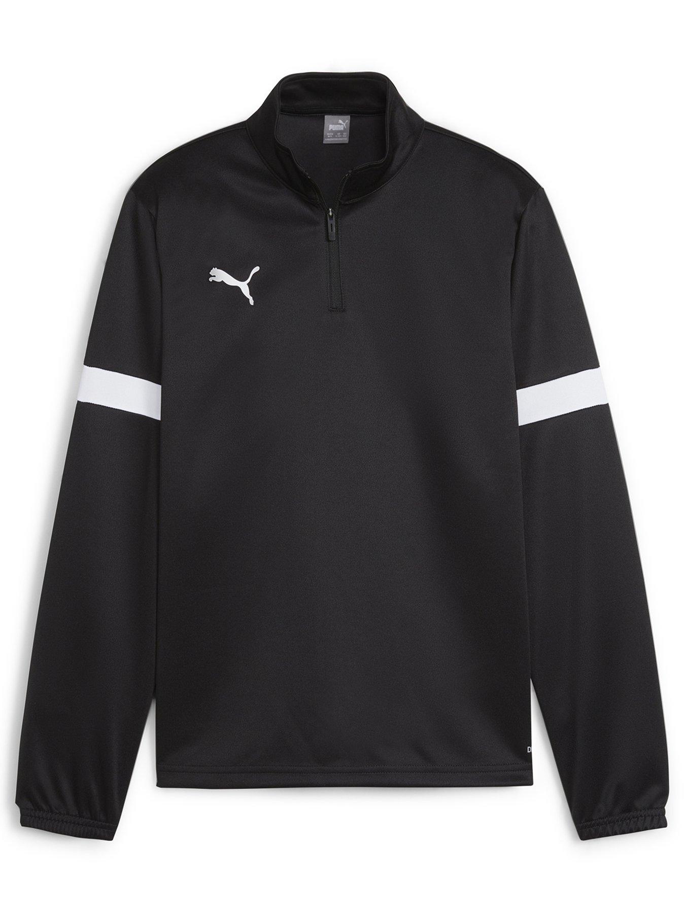 Puma Junior Football Individual Rise 1/4 Zip Top - Black/White