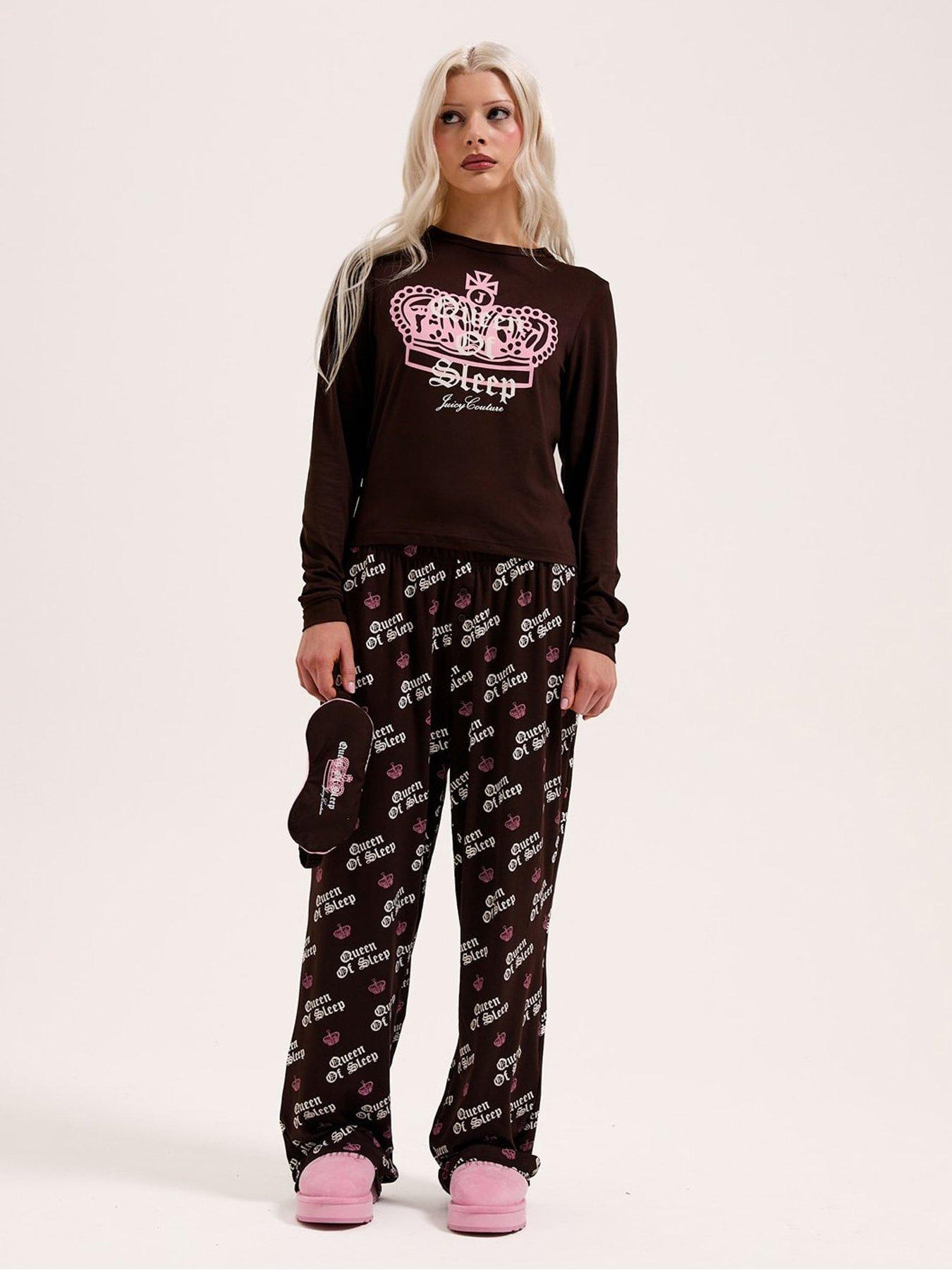 image of juicy-couture-queen-of-sleep-long-sleeve-pyjama-set-pink