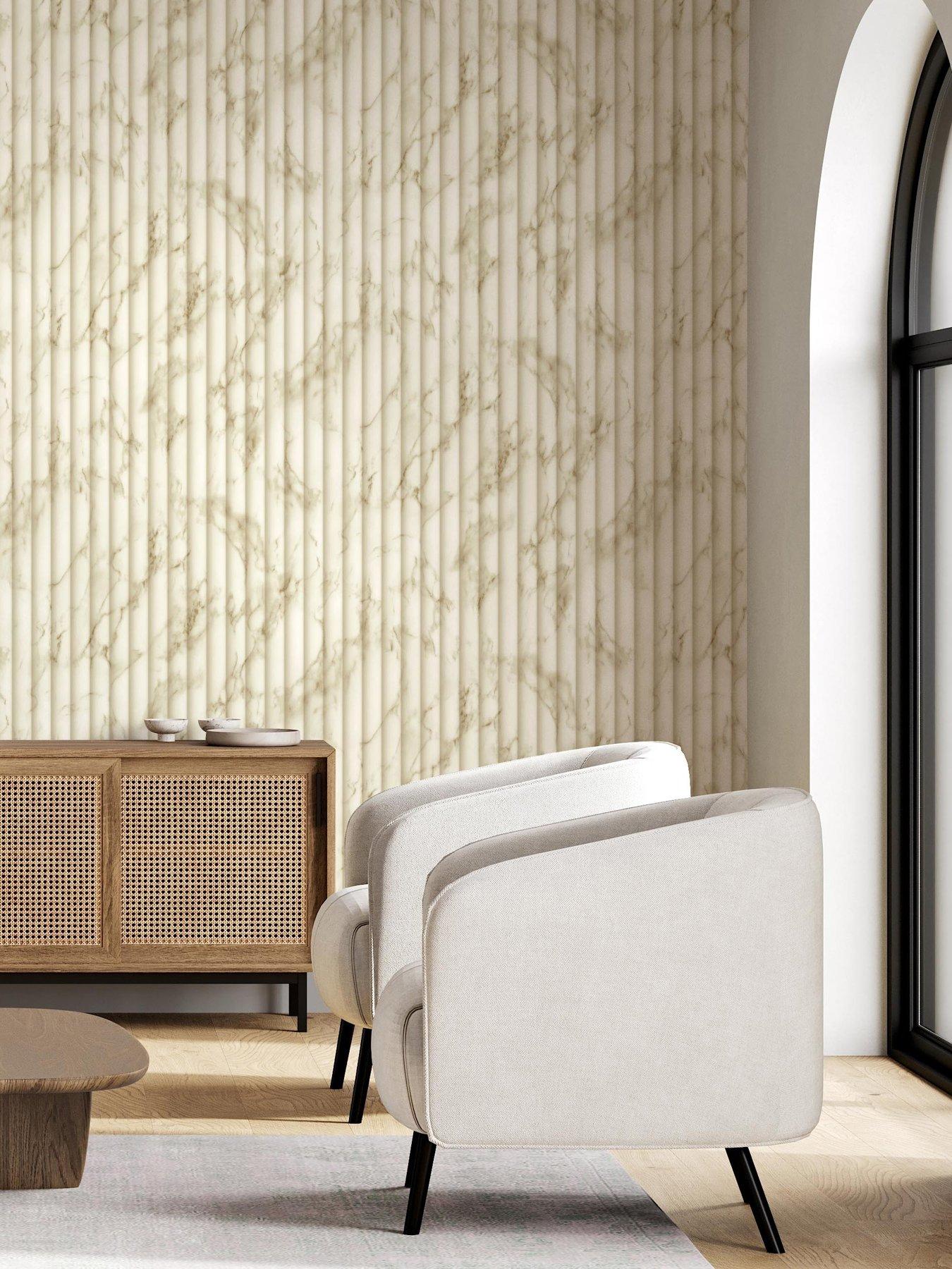 Image 1 of 3 of Fine Decor Bianco Fluted Marble Natural Wallpaper