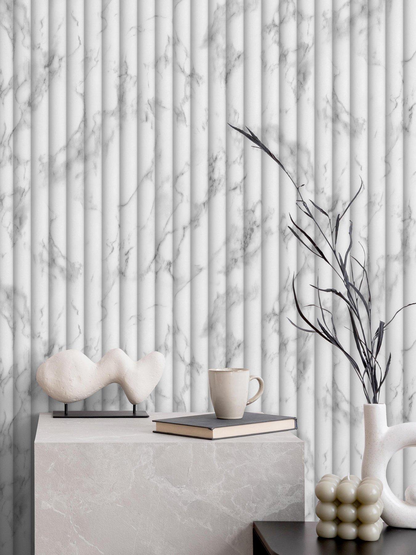  image of fine-decor-bianco-fluted-marble-soft-whitegrey-wallpaper