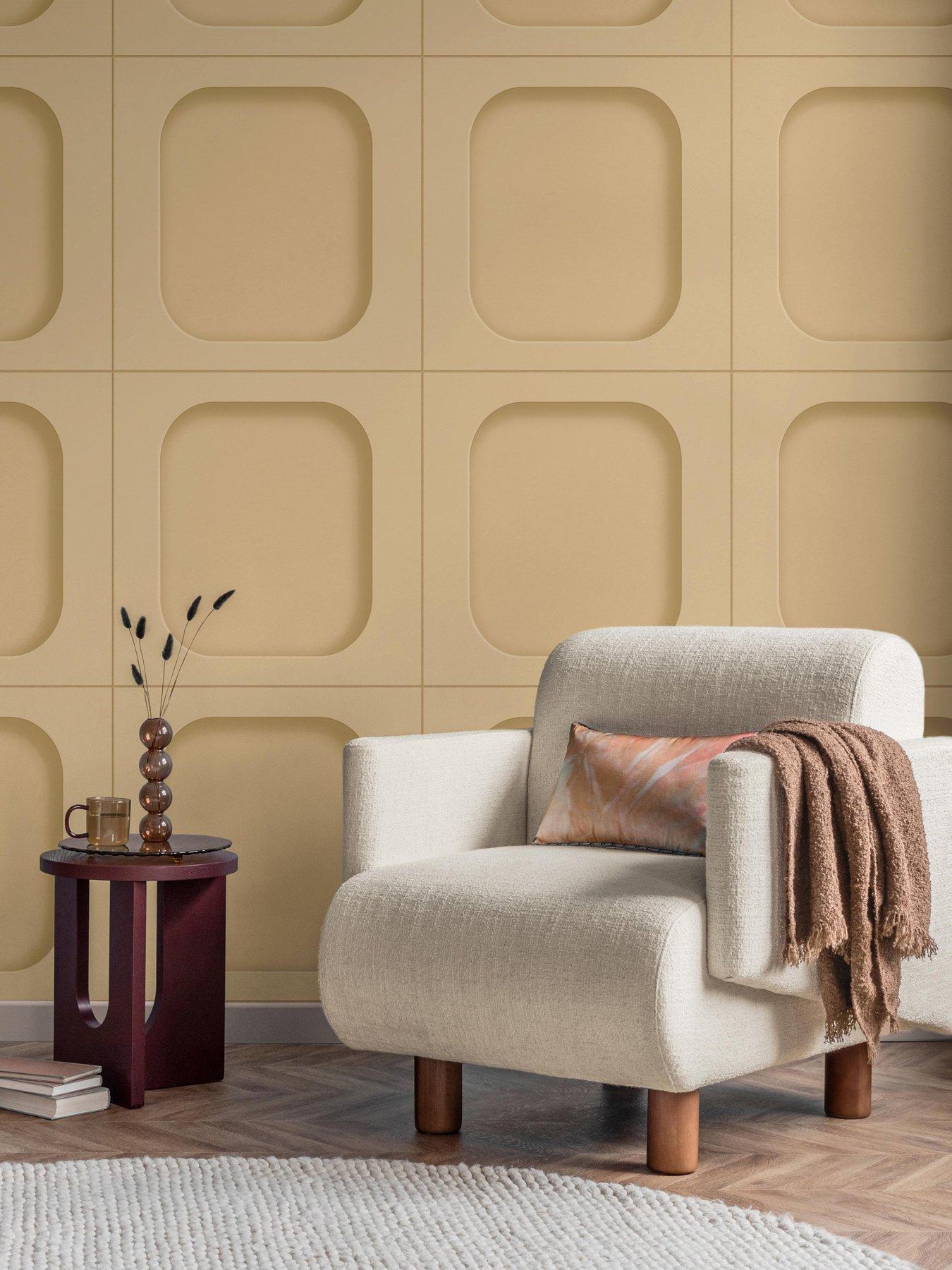 front image of fine-decor-sloane-panel-honey-wallpaper