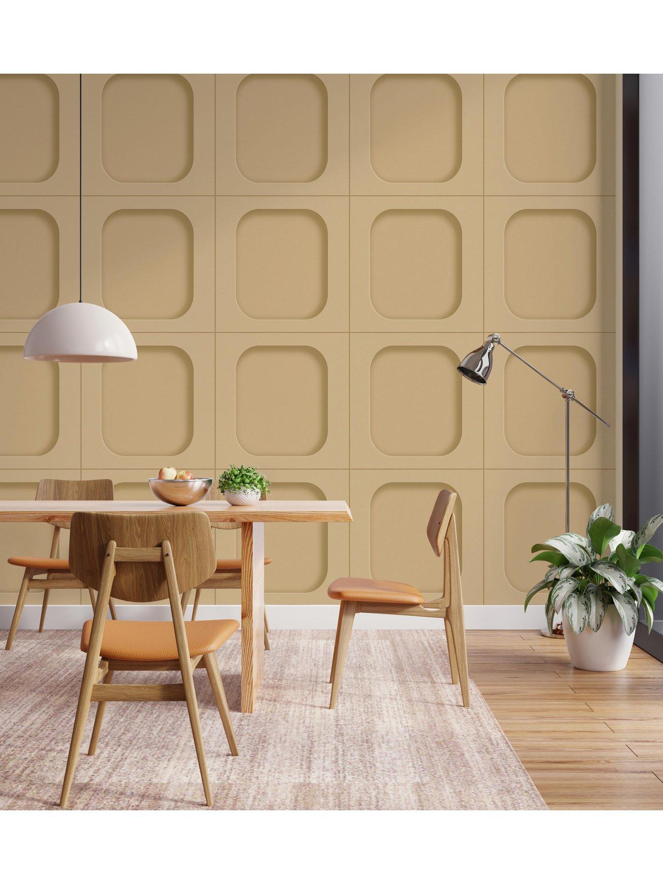  image of fine-decor-sloane-panel-honey-wallpaper