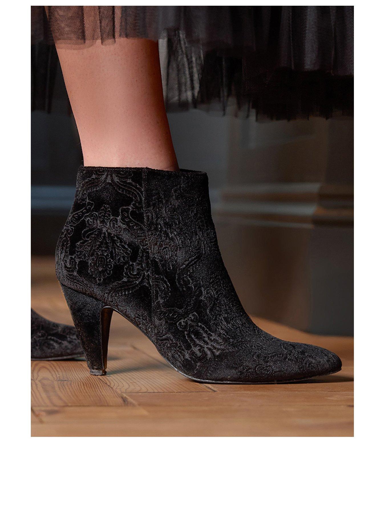 Image 2 of 6 of Joe Browns Vivacious Embossed Velvet Ankle Boots - Black
