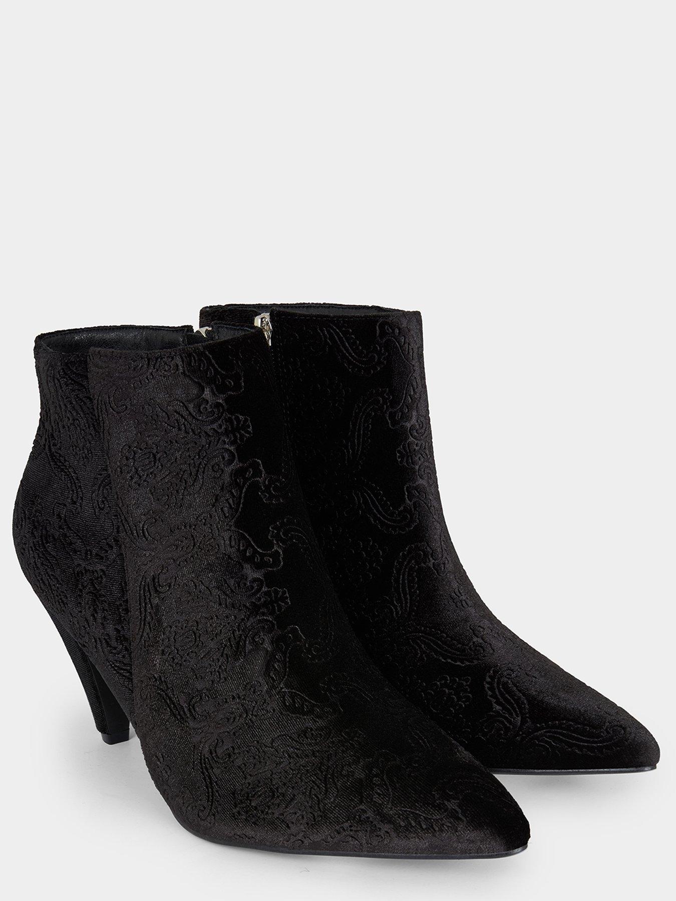 Image 4 of 6 of Joe Browns Vivacious Embossed Velvet Ankle Boots - Black