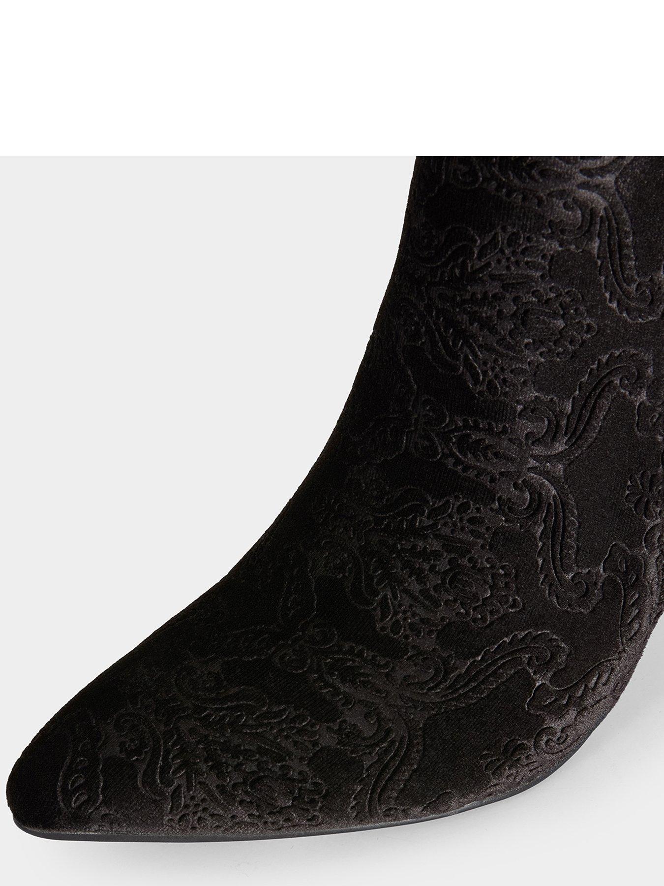 Image 5 of 6 of Joe Browns Vivacious Embossed Velvet Ankle Boots - Black