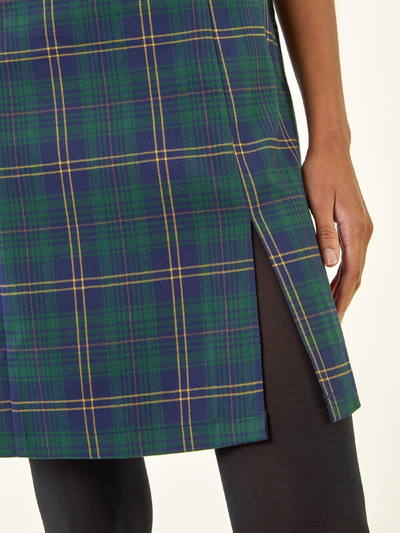  image of roman-check-print-pinafore-dress