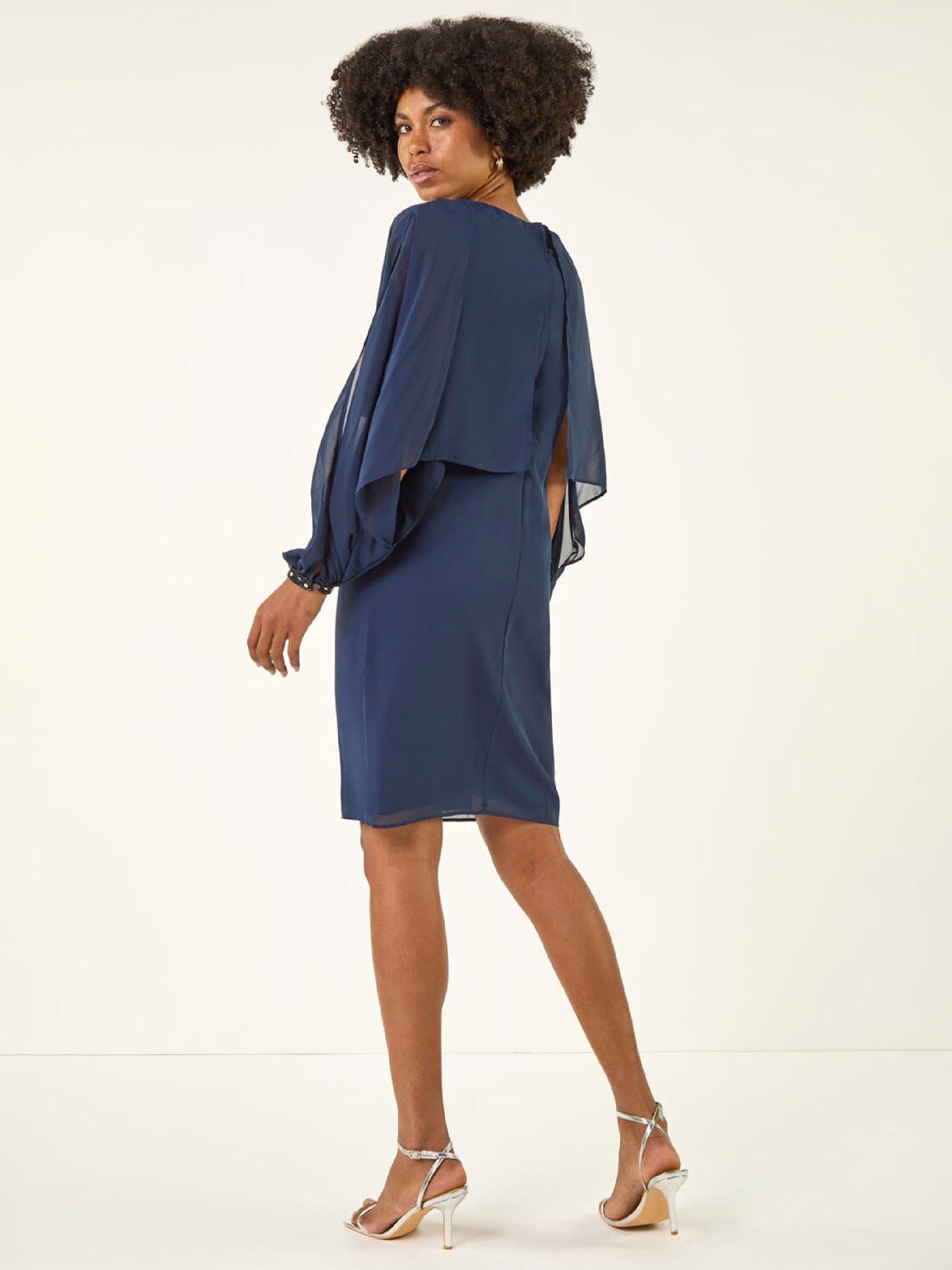  image of roman-beaded-cold-shoulder-chiffon-dress