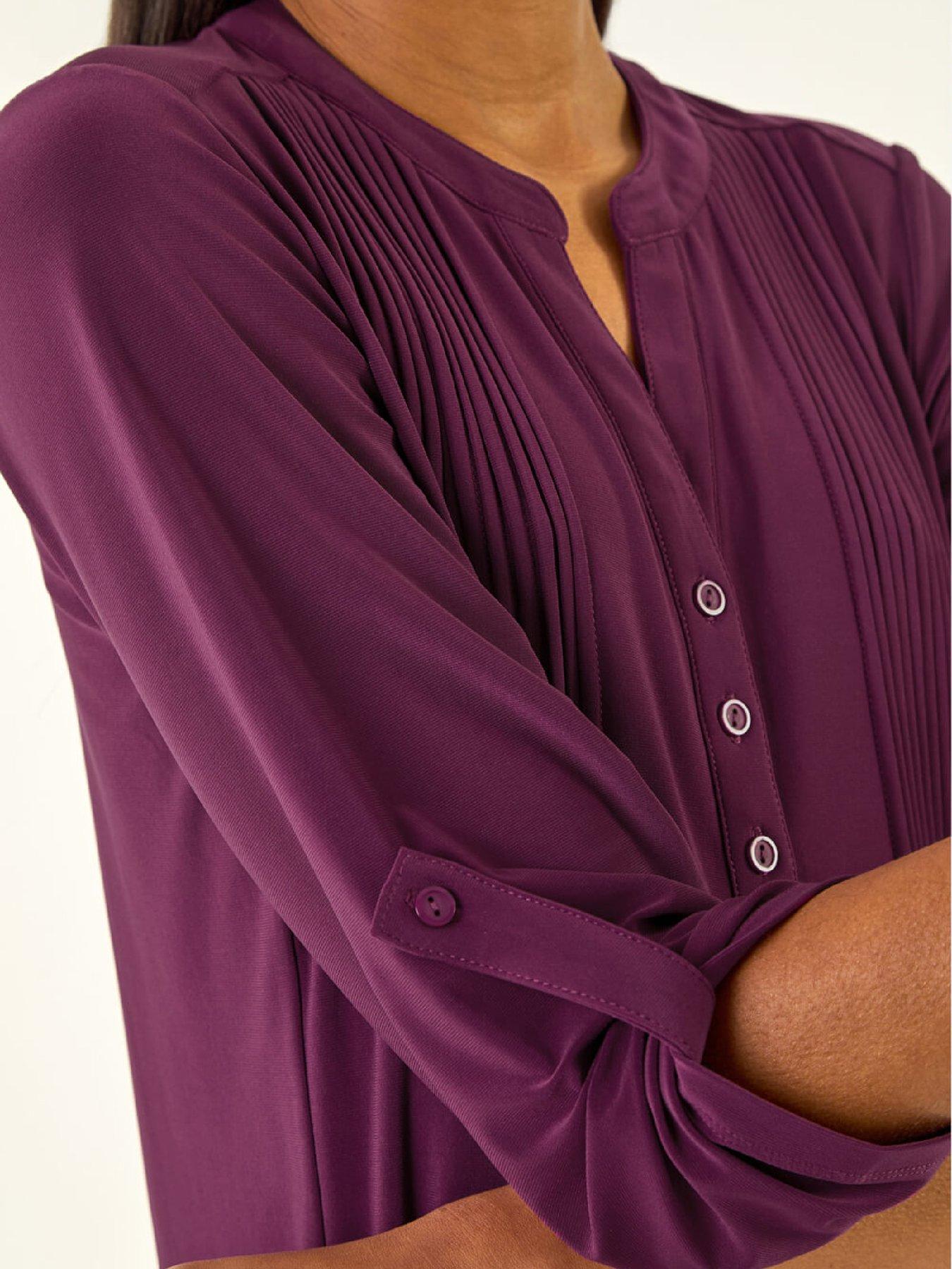  image of roman-pintuck-jersey-stretch-top-purple