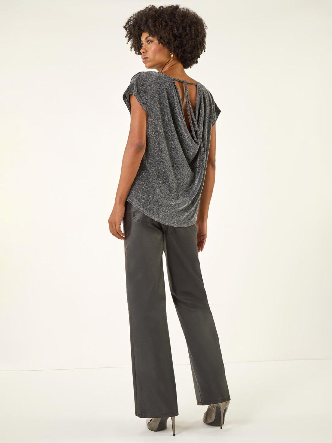 stillFront image of roman-shimmer-scoop-back-stretch-top-silver