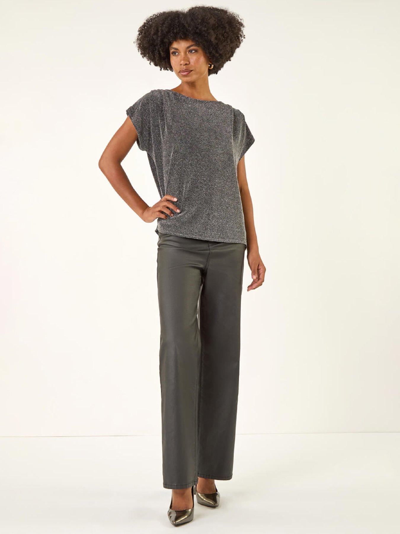 image of roman-shimmer-scoop-back-stretch-top-silver