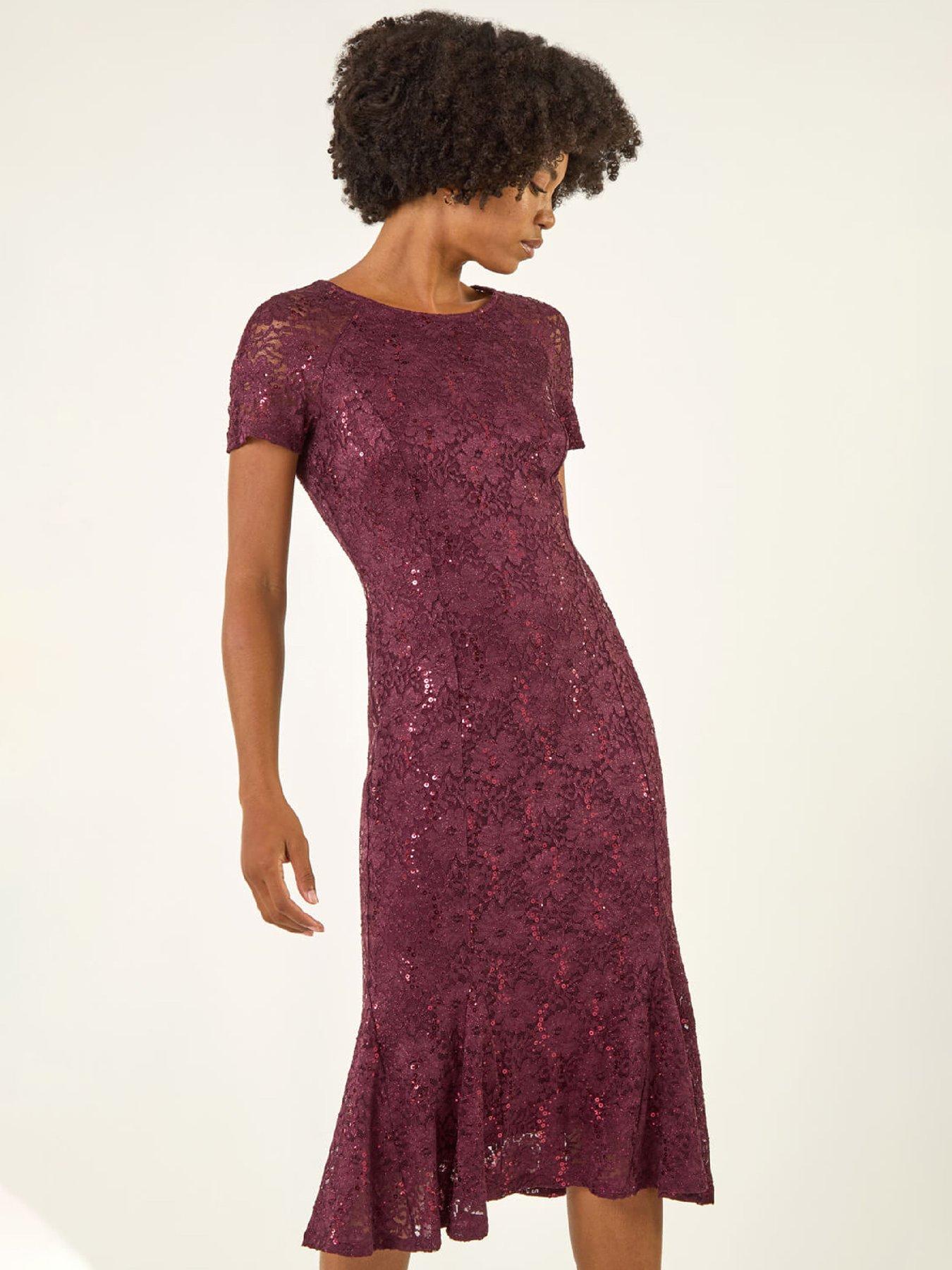  image of roman-sequin-lace-stretch-midi-dress