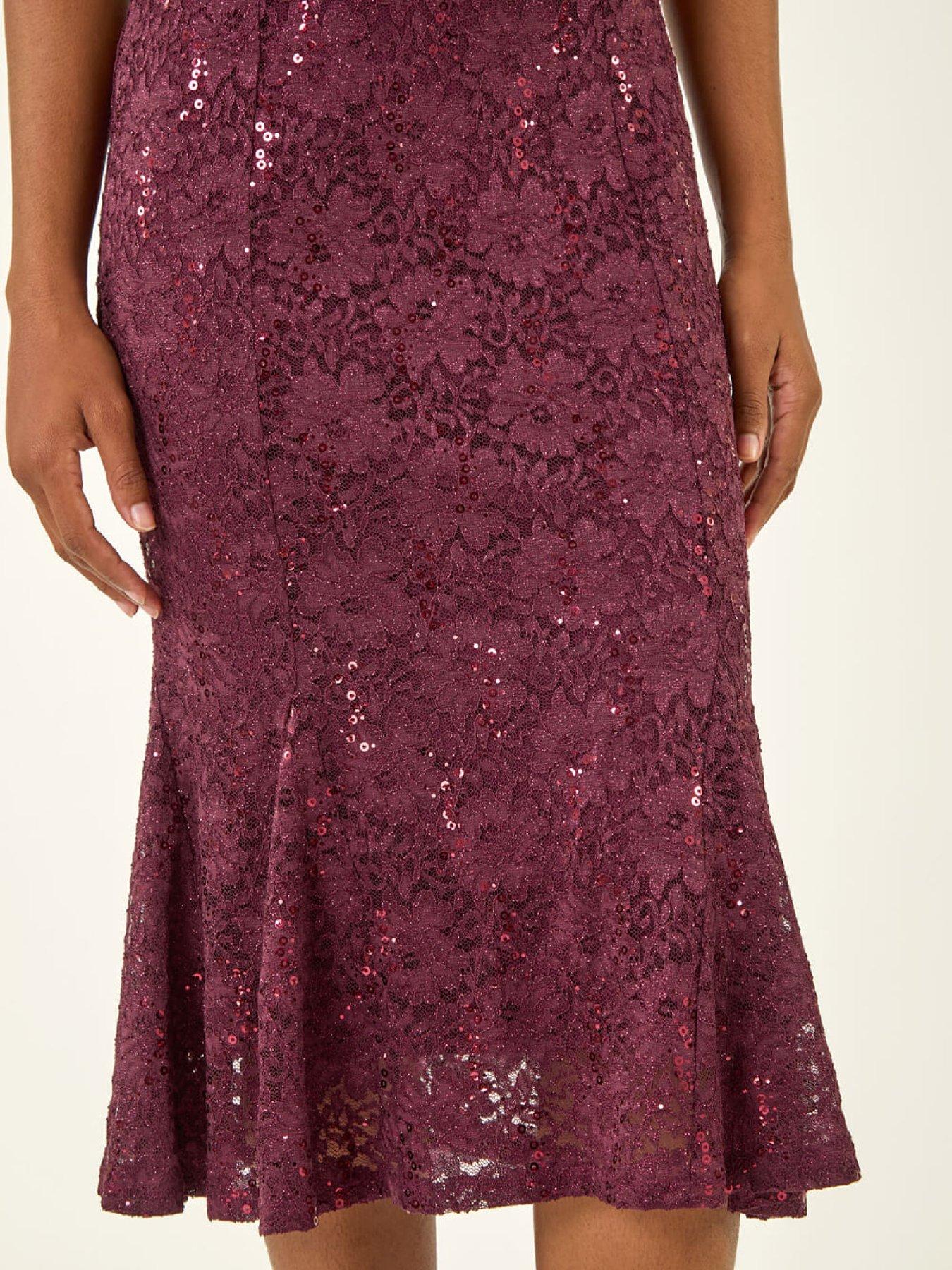 image of roman-sequin-lace-stretch-midi-dress
