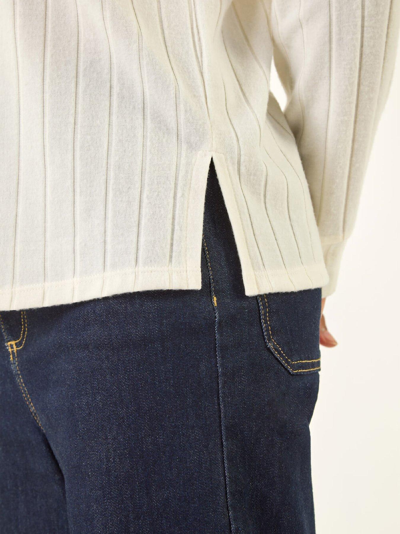  image of roman-ribbed-collared-stretch-top-white