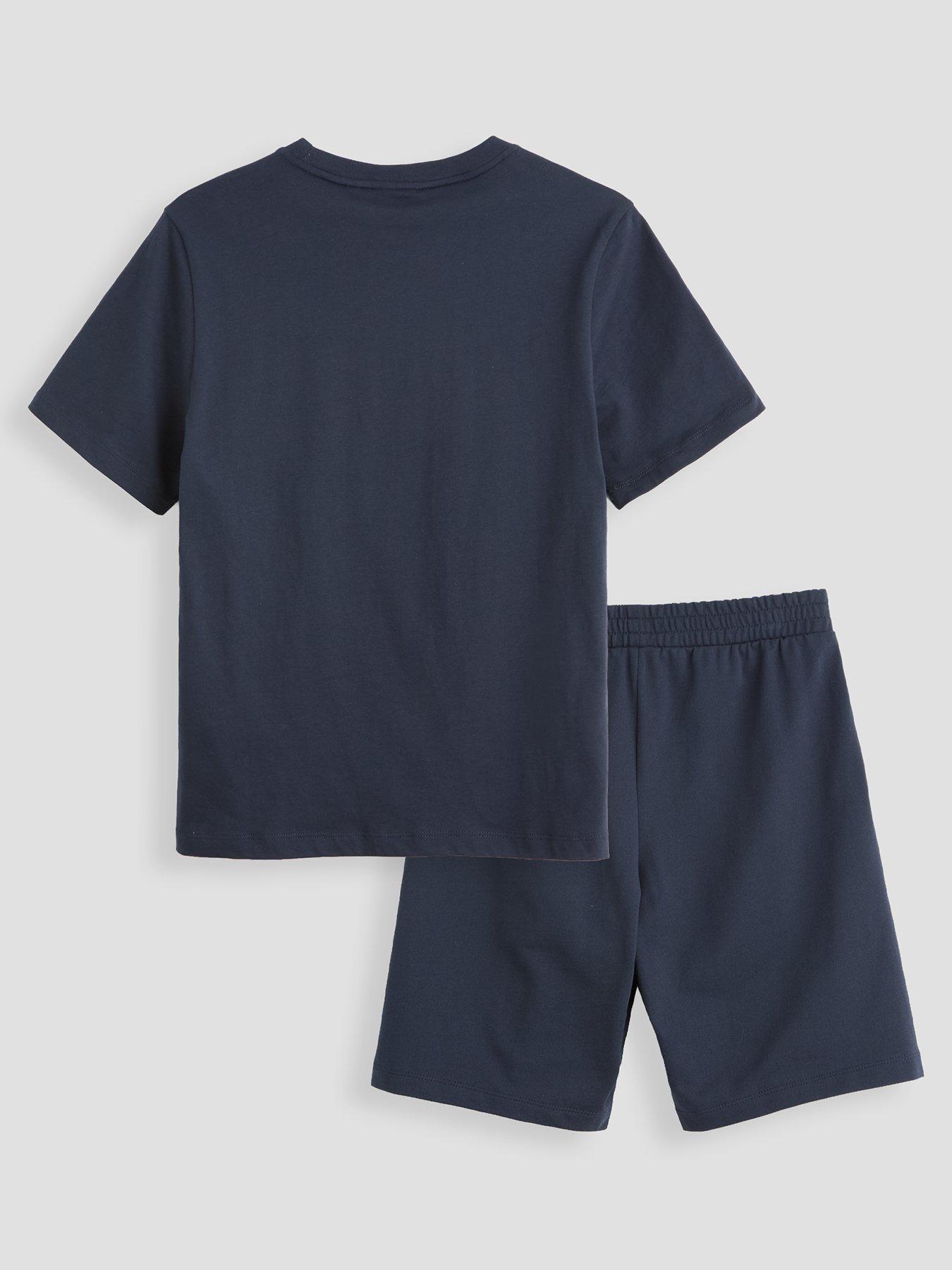 Image 2 of 5 of EA7 Emporio Armani Boys Train Core Id Short Sleeve T-Shirt And Shorts Set - Navy